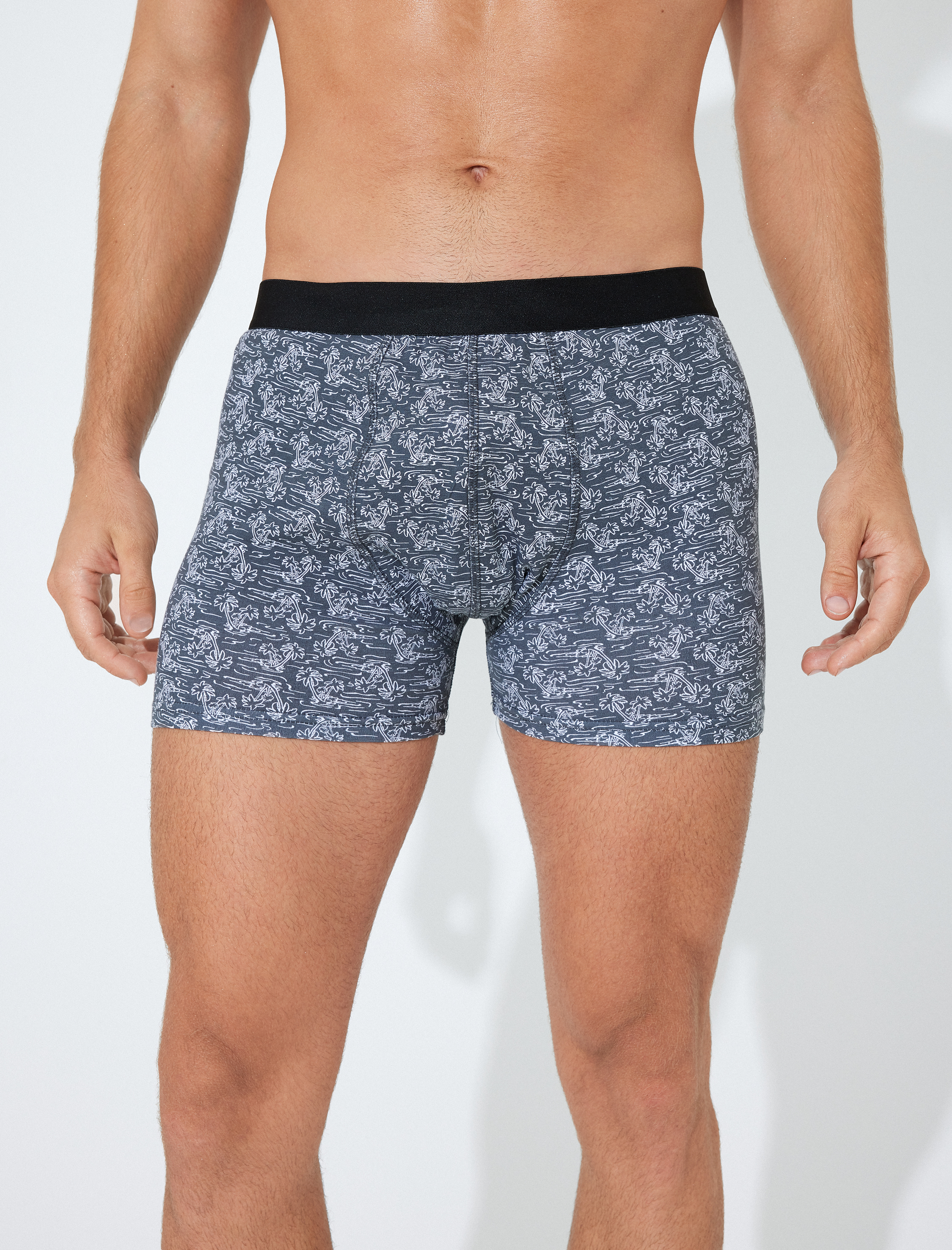 3'lü Boxer Seti Palmiye Baskılı Çok Renkli