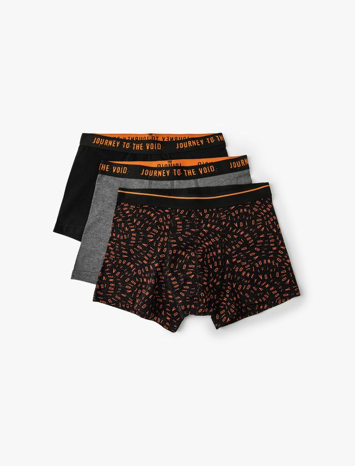  3'lü Boxer Seti Slogan Baskılı Çok Renkli