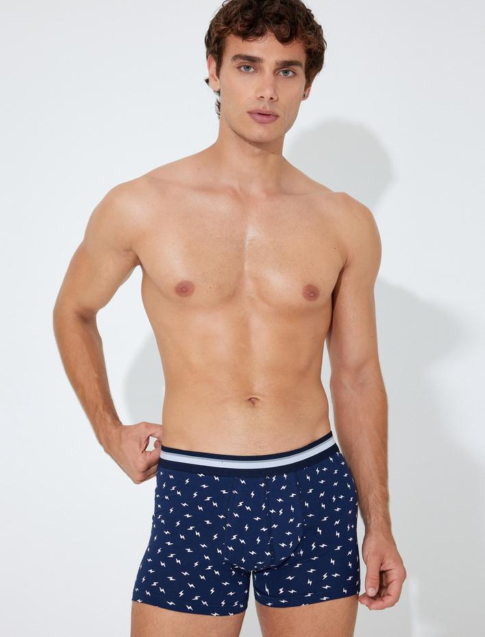  3'lü Boxer Seti Şimşek Baskılı Çok Renkli