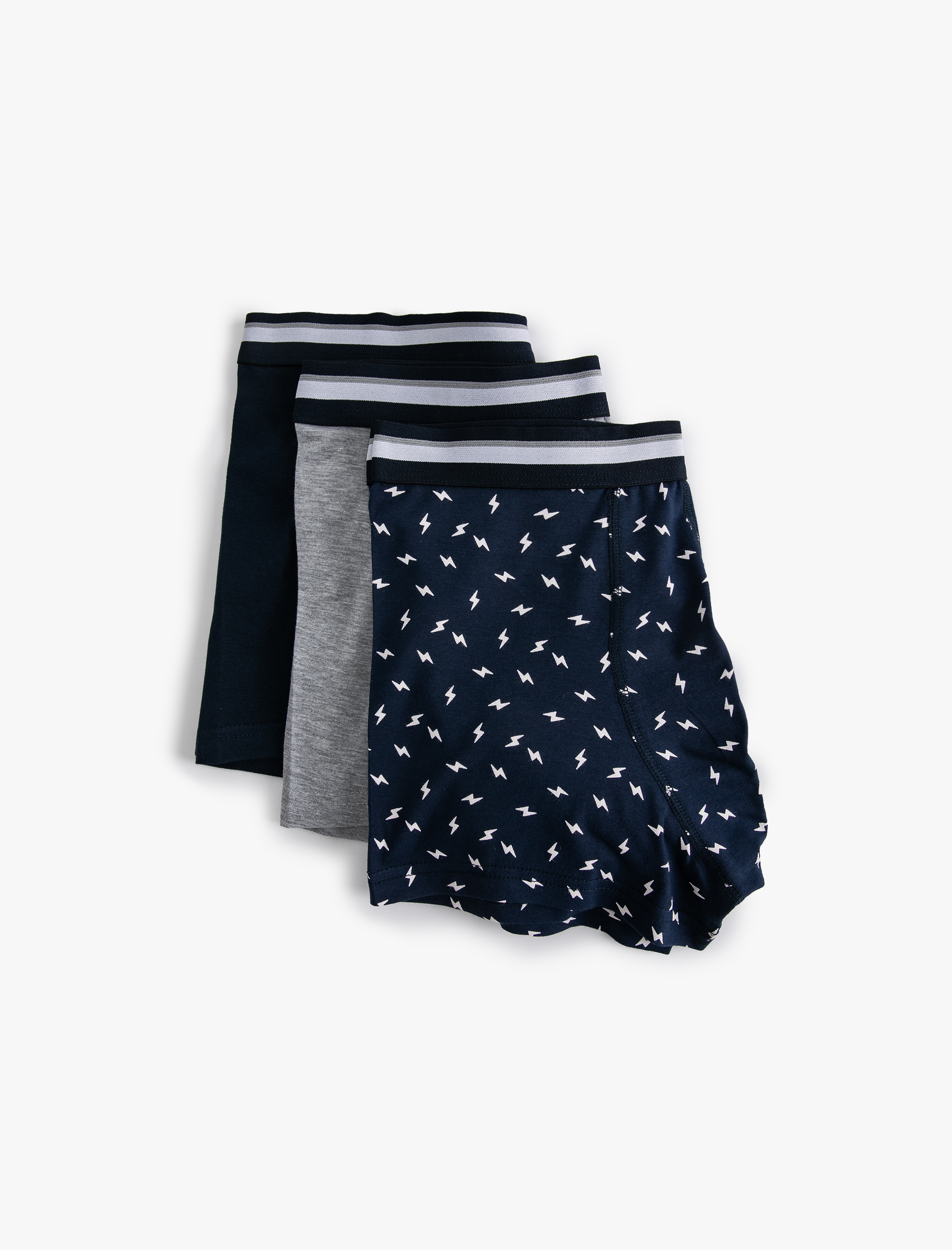   3'lü Boxer Seti Şimşek Baskılı Çok Renkli