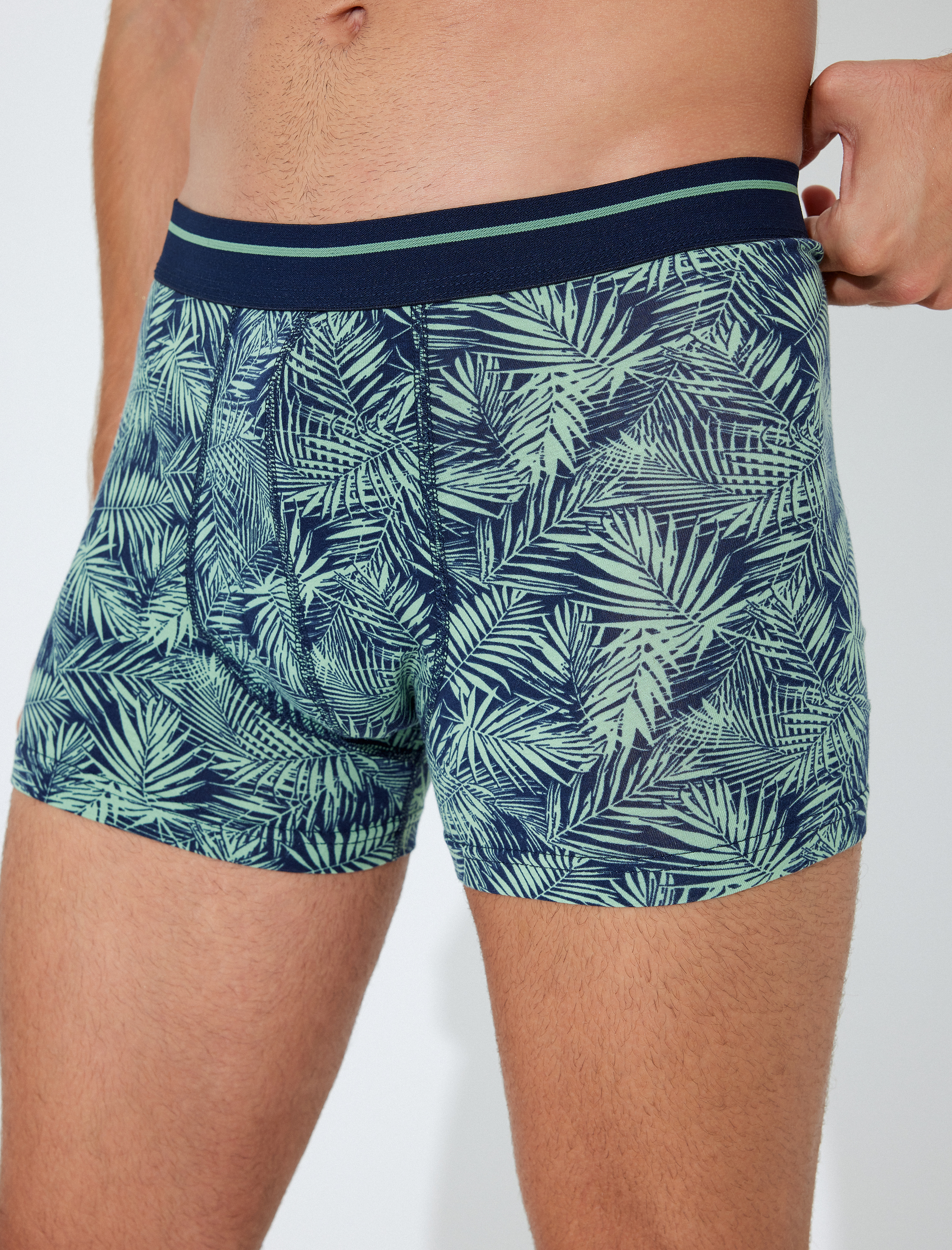 3'lü Boxer Seti Palmiye Baskılı Çok Renkli