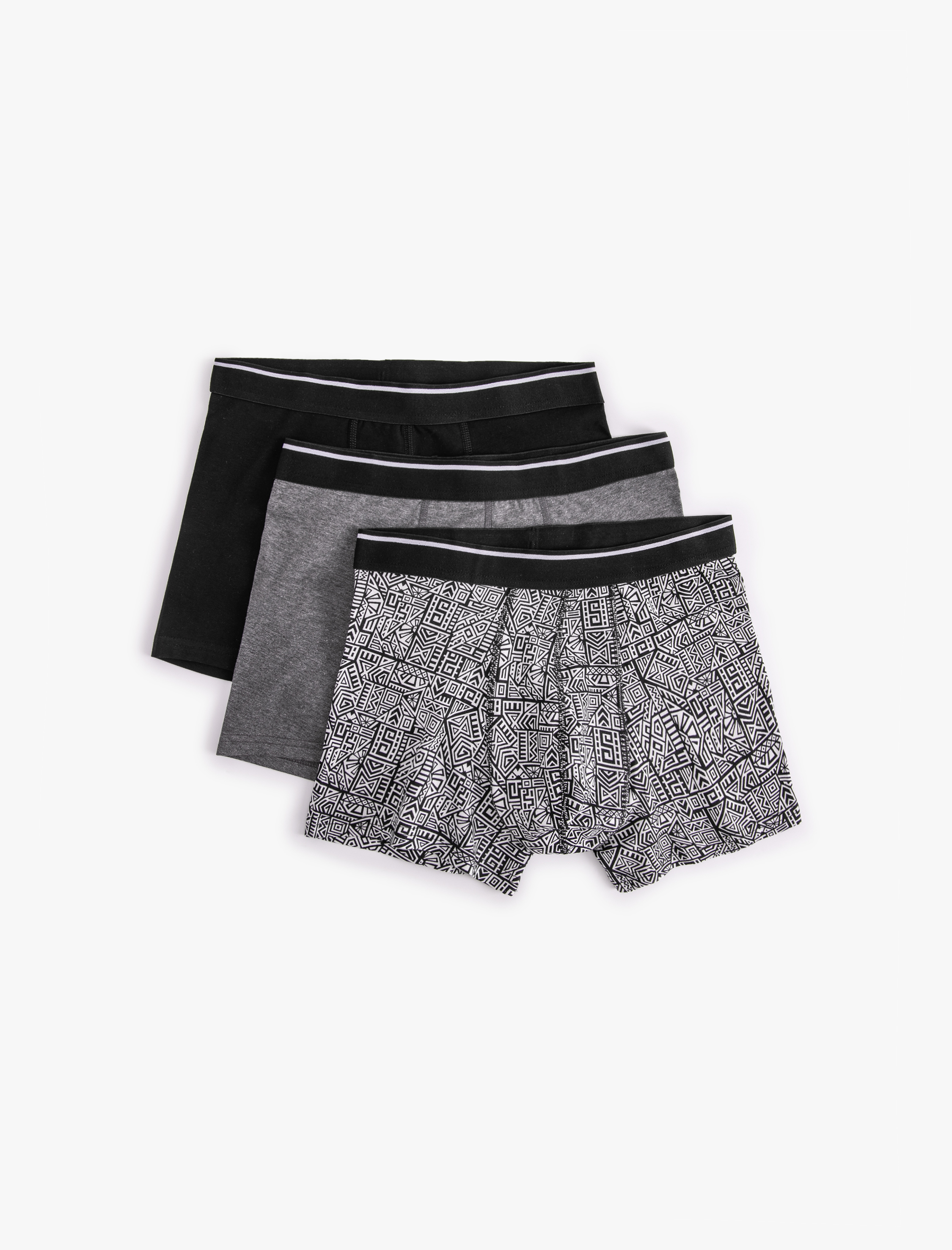 3'lü Boxer Seti Geometrik Baskılı Çok Renkli