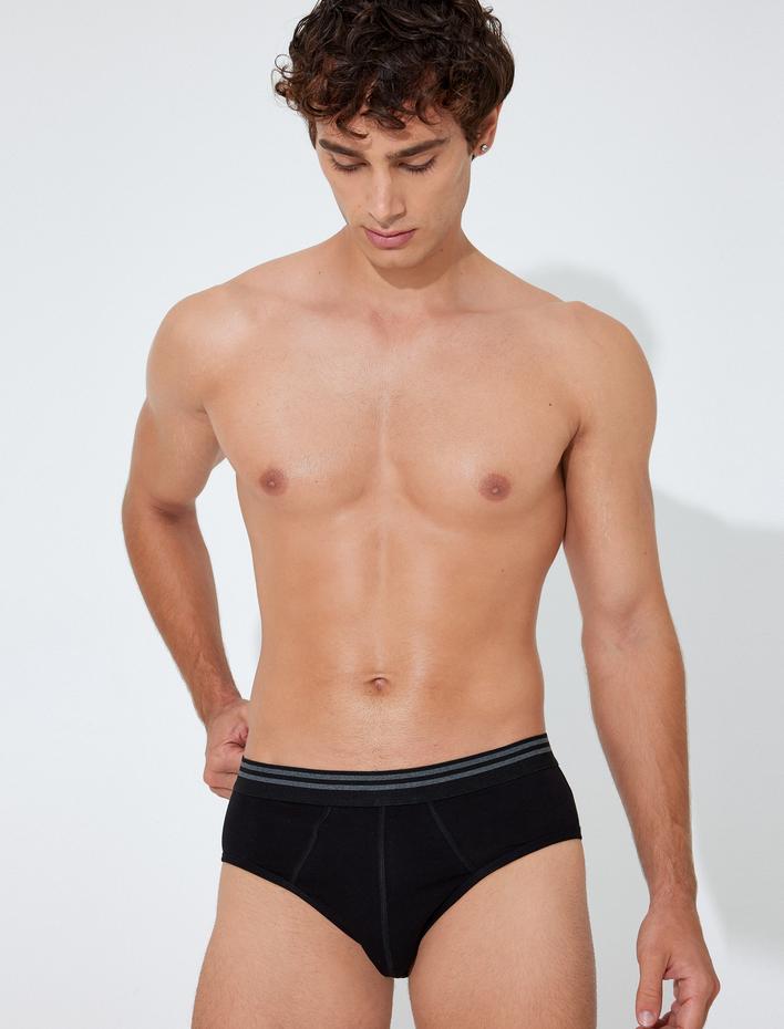  Pamuklu Çizgi Detaylı 3'lü Slip Boxer Seti