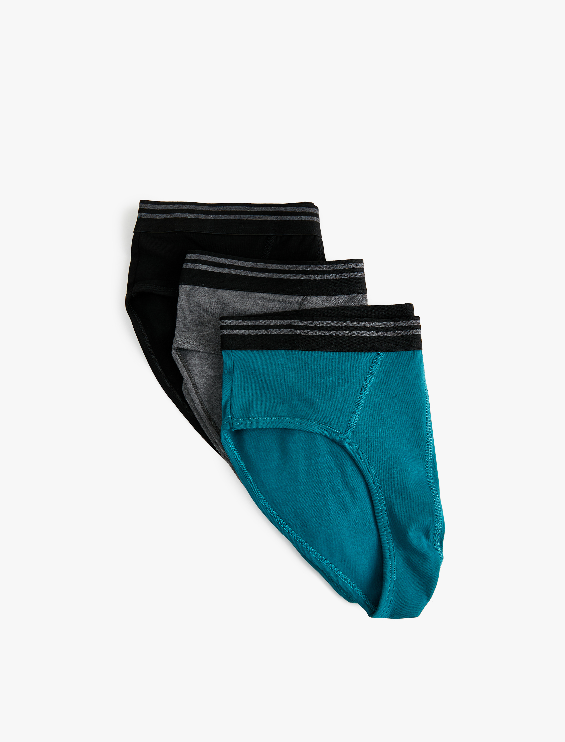   Pamuklu Çizgi Detaylı 3'lü Slip Boxer Seti