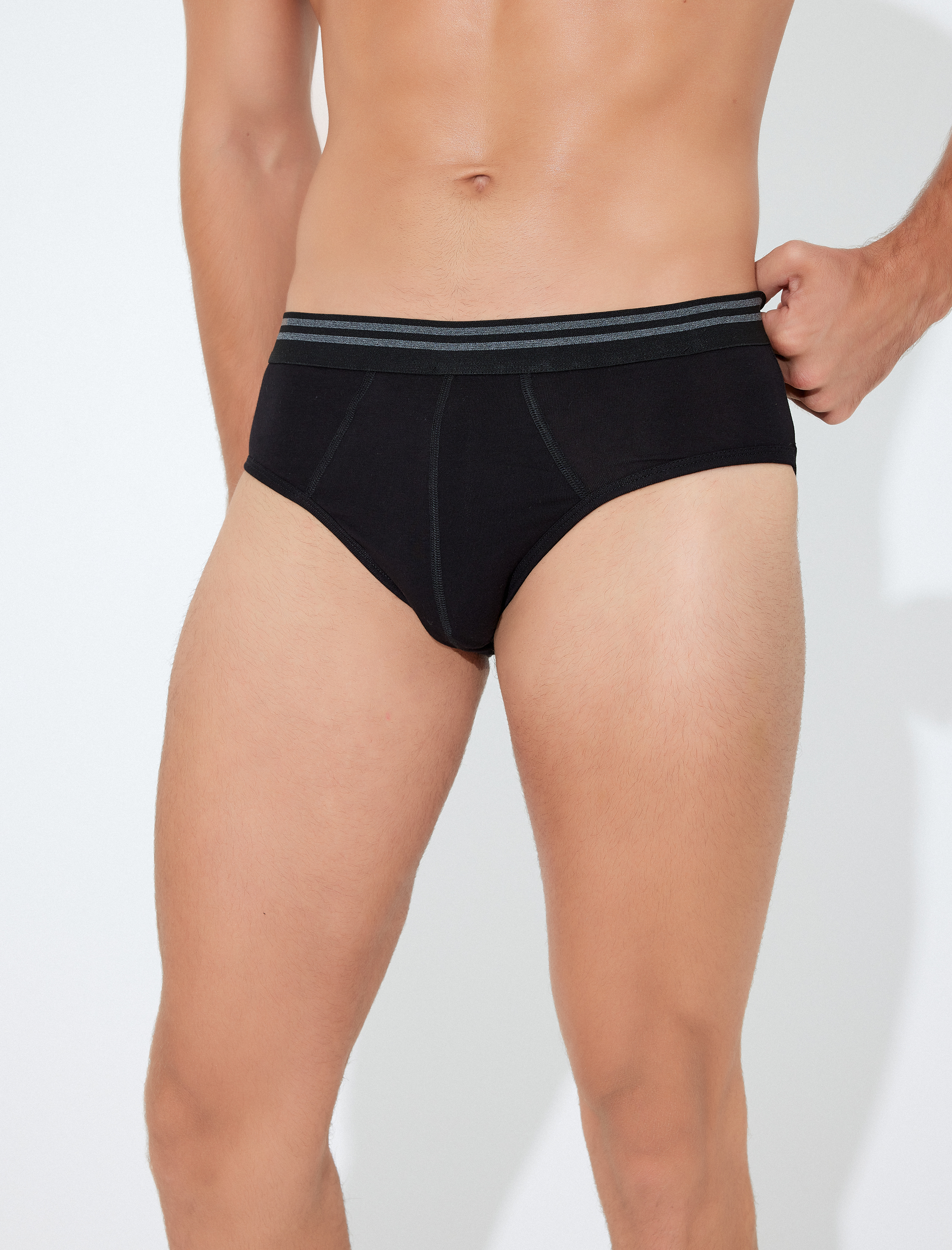   Pamuklu Çizgi Detaylı 3'lü Slip Boxer Seti