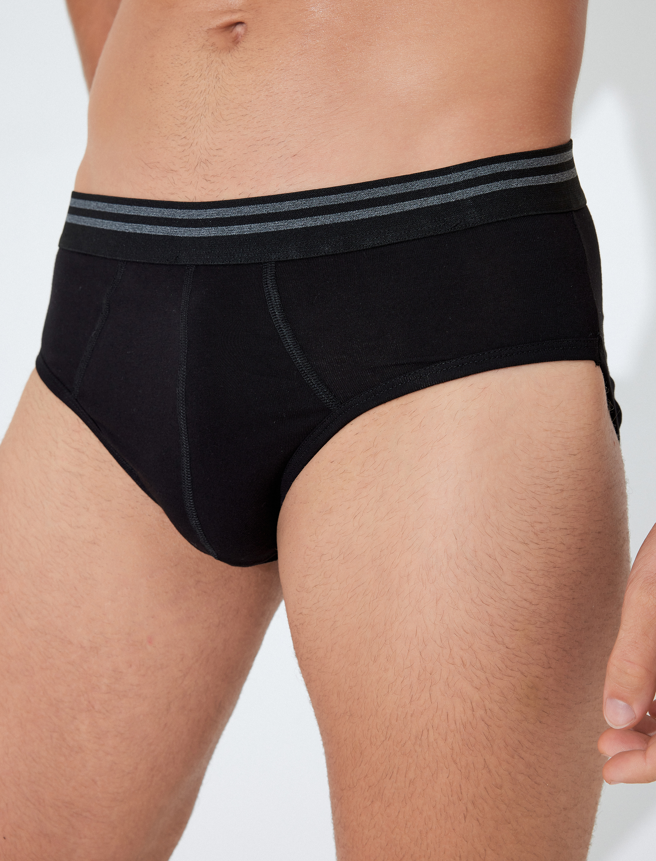   Pamuklu Çizgi Detaylı 3'lü Slip Boxer Seti