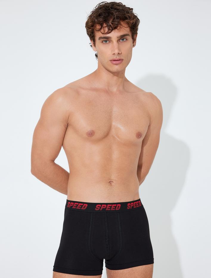  Slogan Baskılı Pamuklu 3'lü Boxer Seti