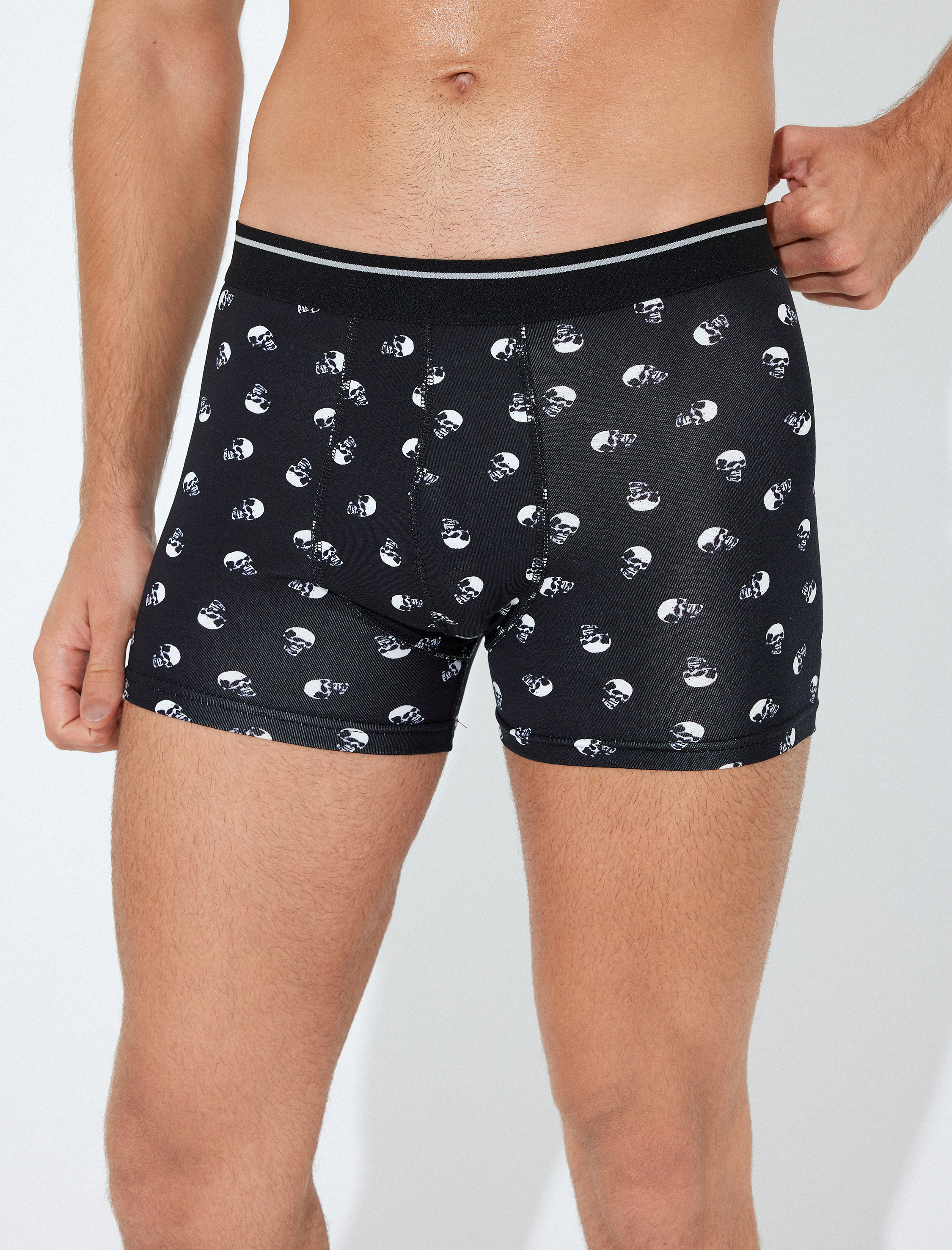   3'lü Boxer Seti Kuru Kafa Baskılı Çok Renkli Pamuklu