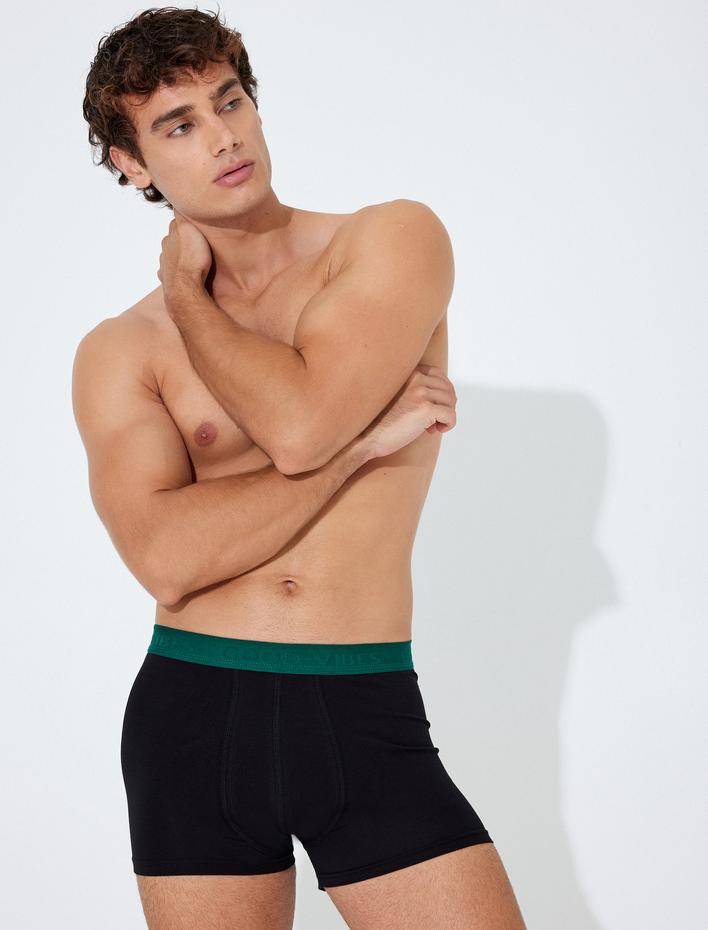  Slogan Baskılı Pamuklu 3'lü Boxer Seti