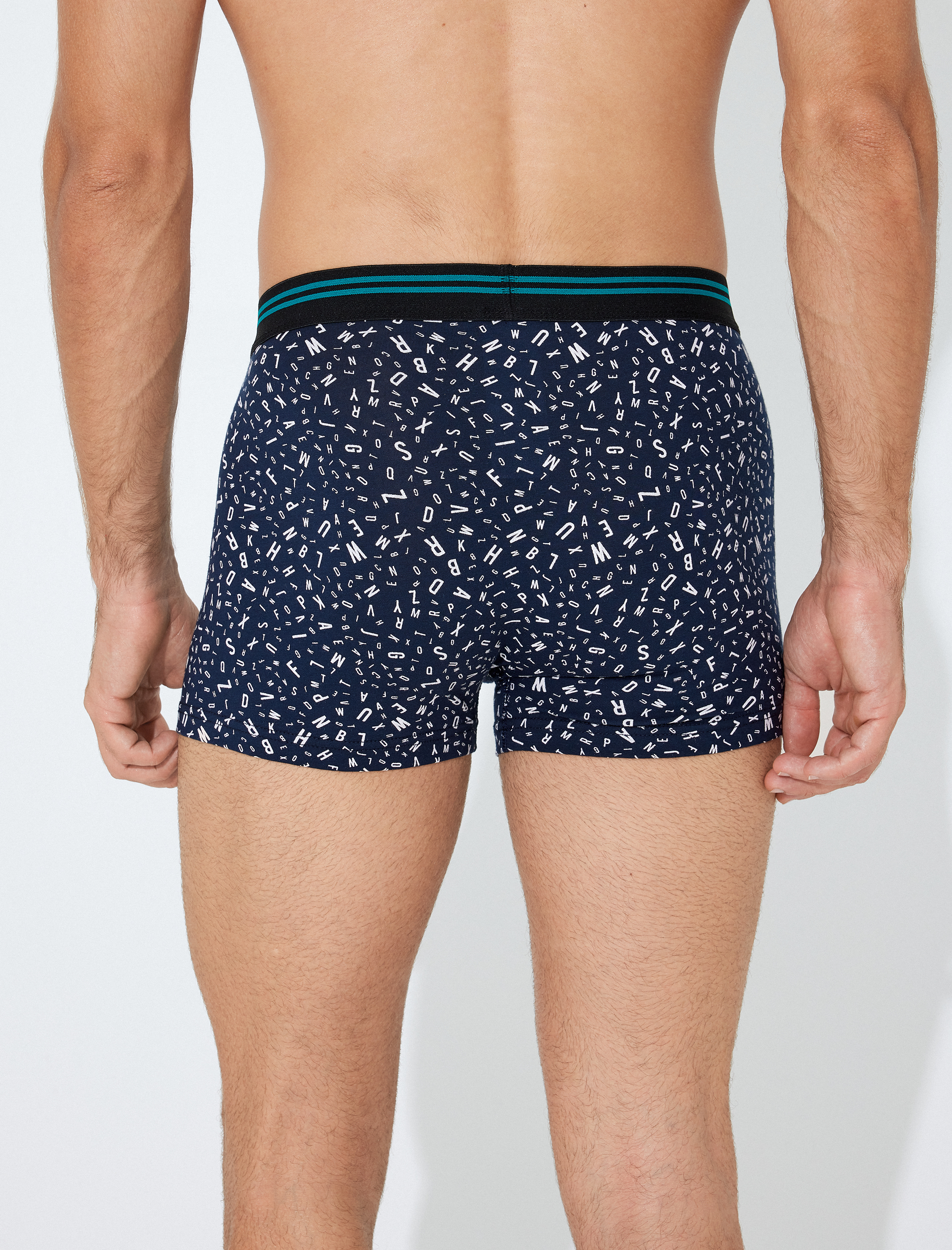 Harf Desenli Pamuklu 3'lü Boxer Seti