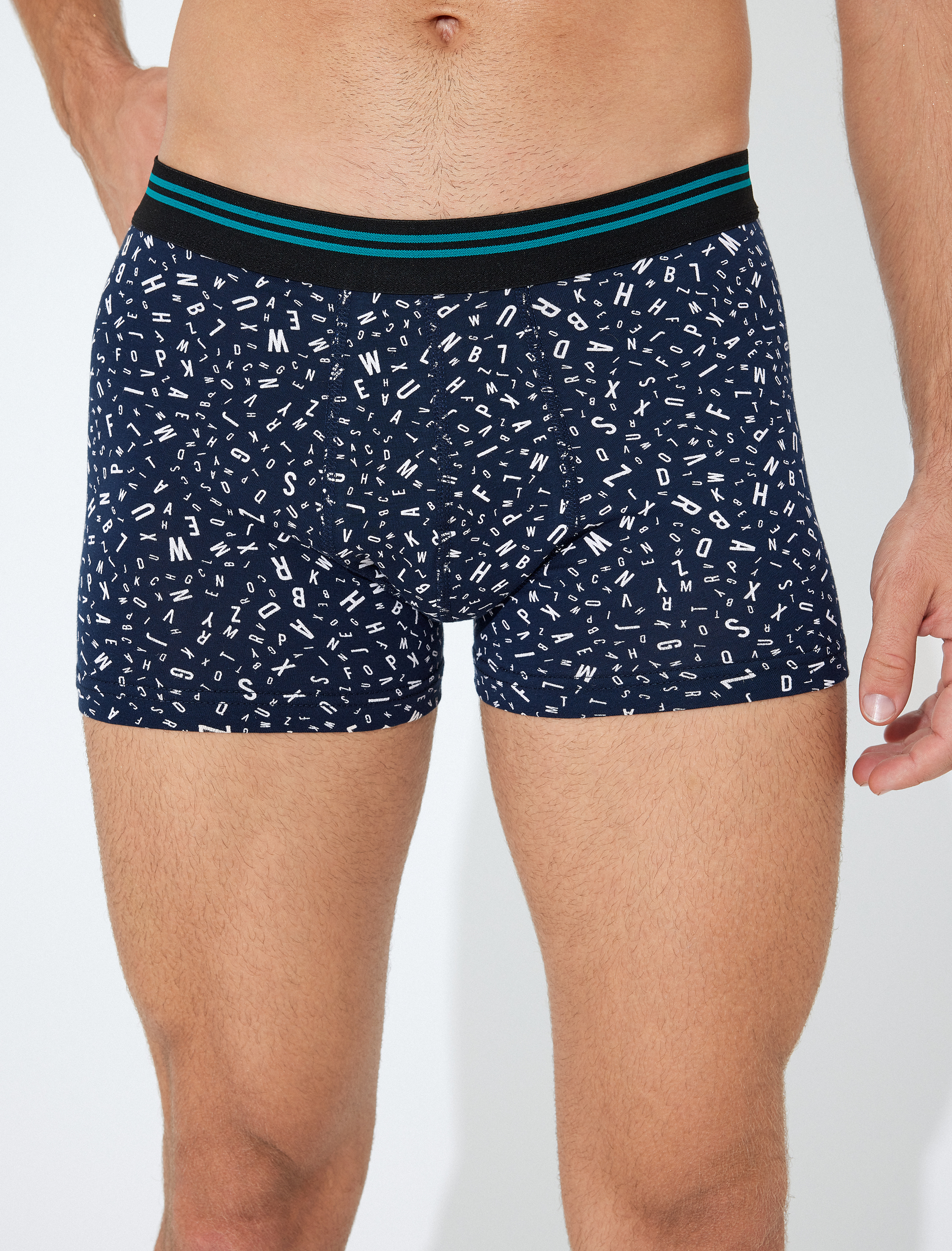 Harf Desenli Pamuklu 3'lü Boxer Seti