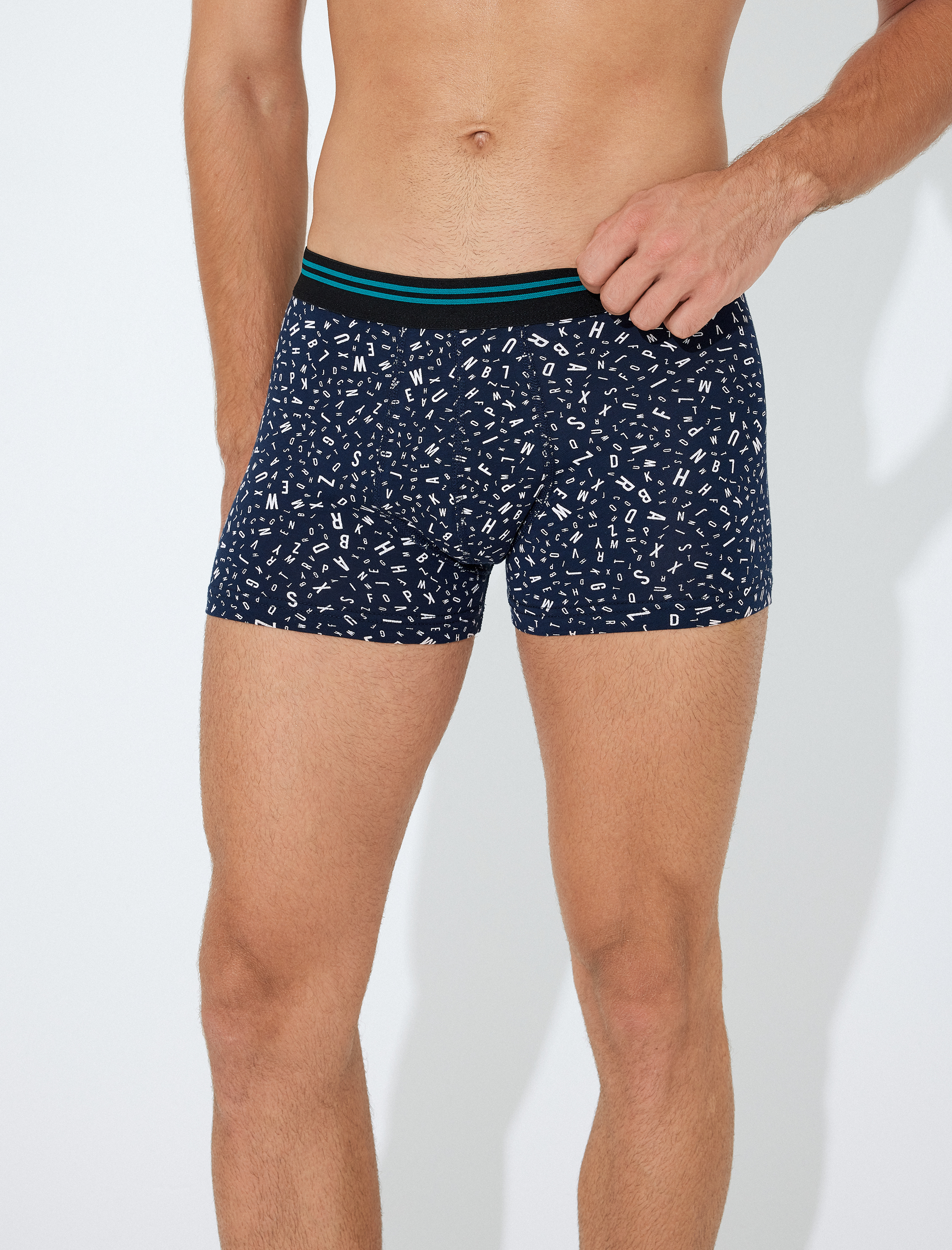 Harf Desenli Pamuklu 3'lü Boxer Seti