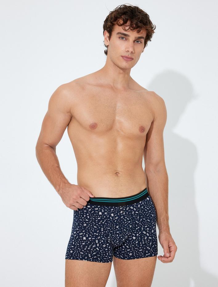  Harf Desenli Pamuklu 3'lü Boxer Seti