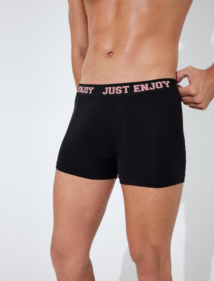  Slogan Baskılı Pamuklu 3'lü Boxer Seti