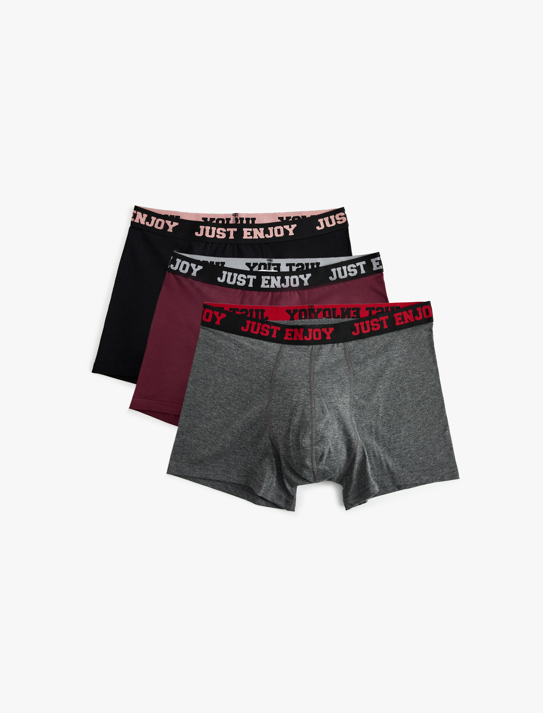 Slogan Baskılı Pamuklu 3'lü Boxer Seti