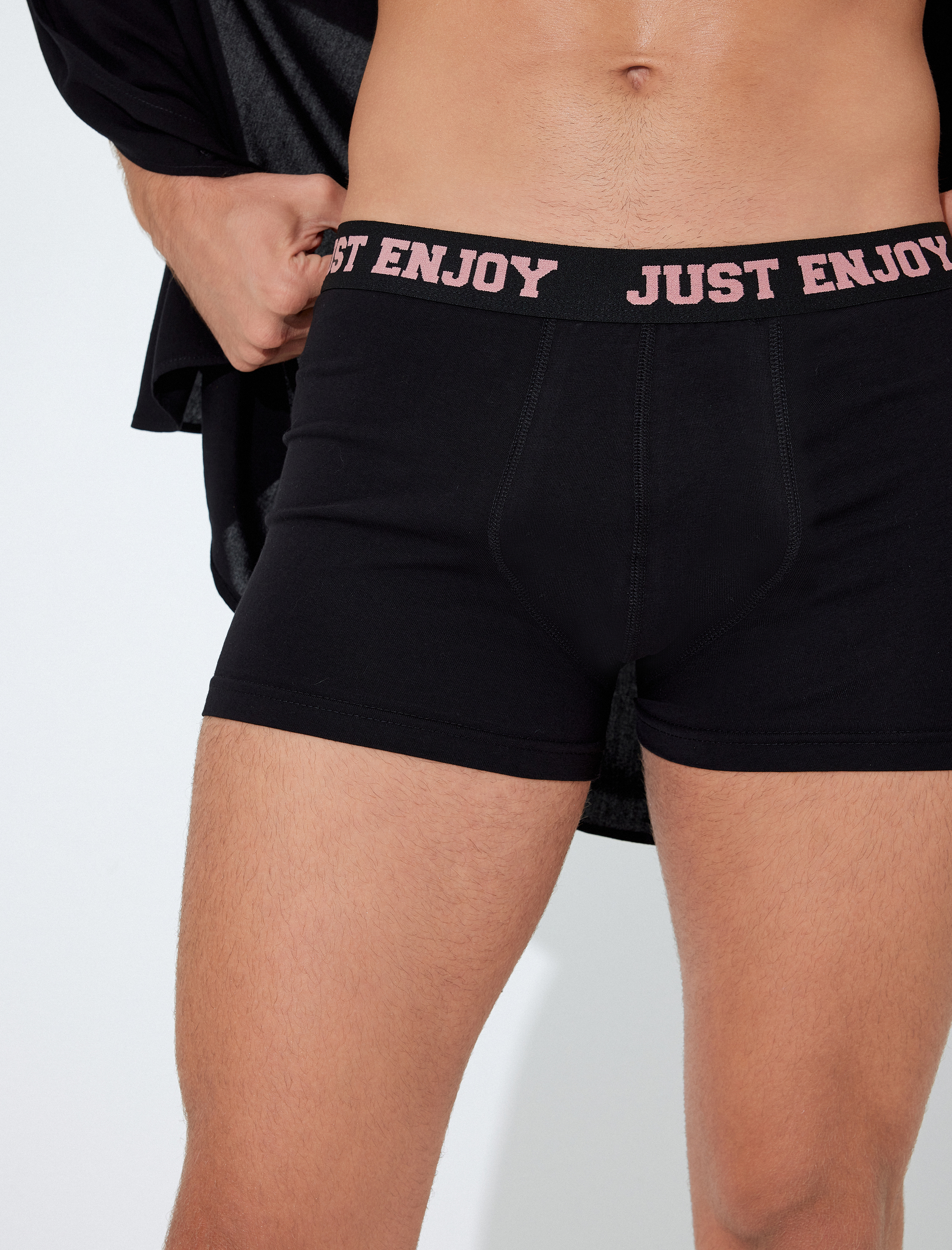 Slogan Baskılı Pamuklu 3'lü Boxer Seti