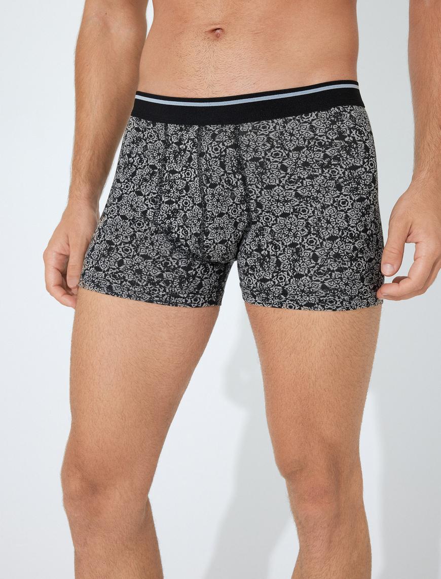   3'lü Boxer Seti Slim Fit Soyut Baskılı Pamuklu