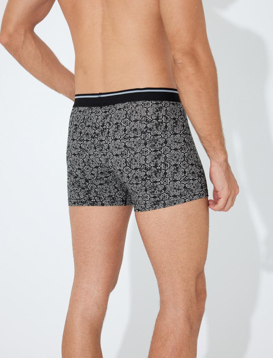   Slim Fit Soyut Baskılı Pamuklu 3'lü Boxer Seti