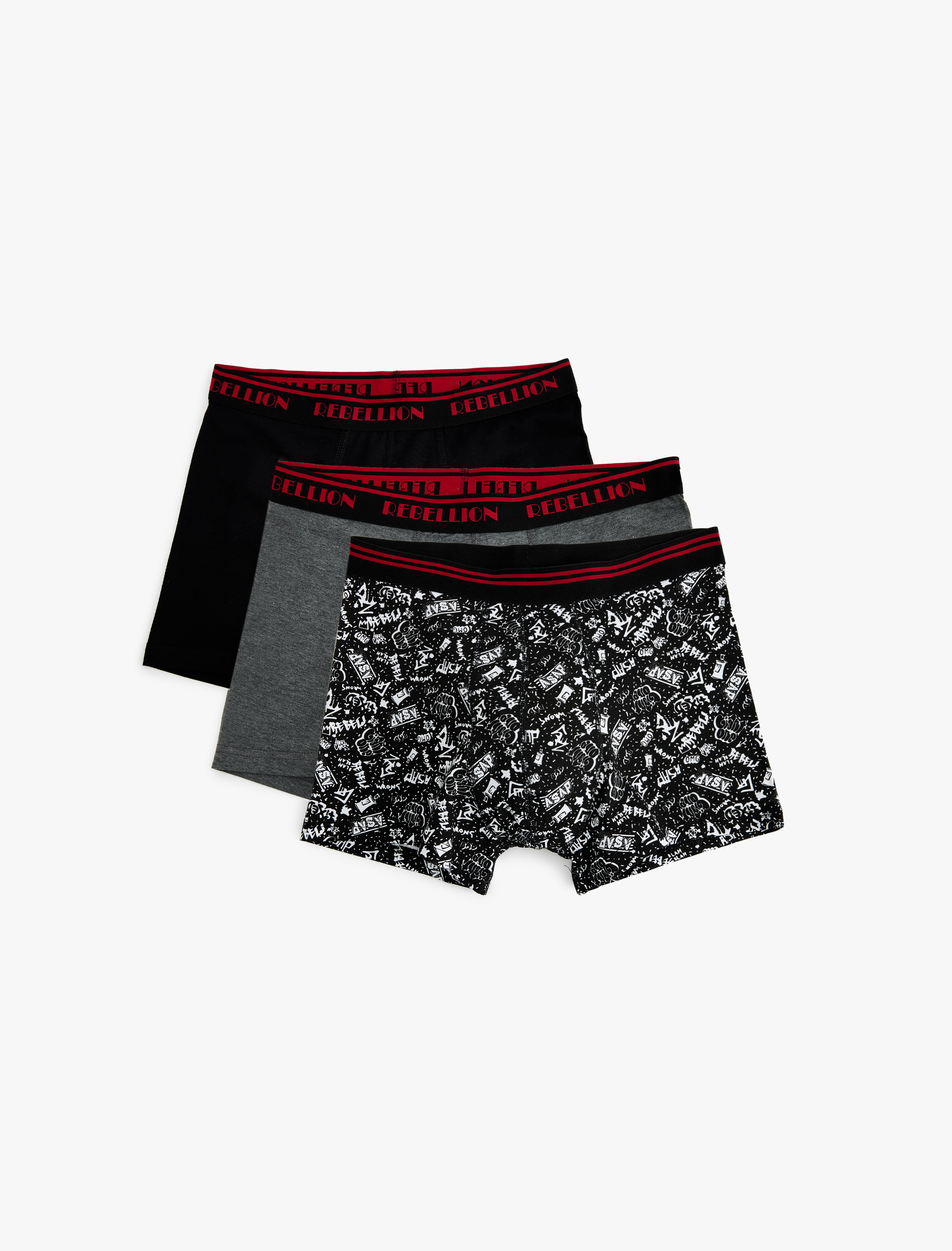 Desenli Pamuklu 3'lü Boxer Seti