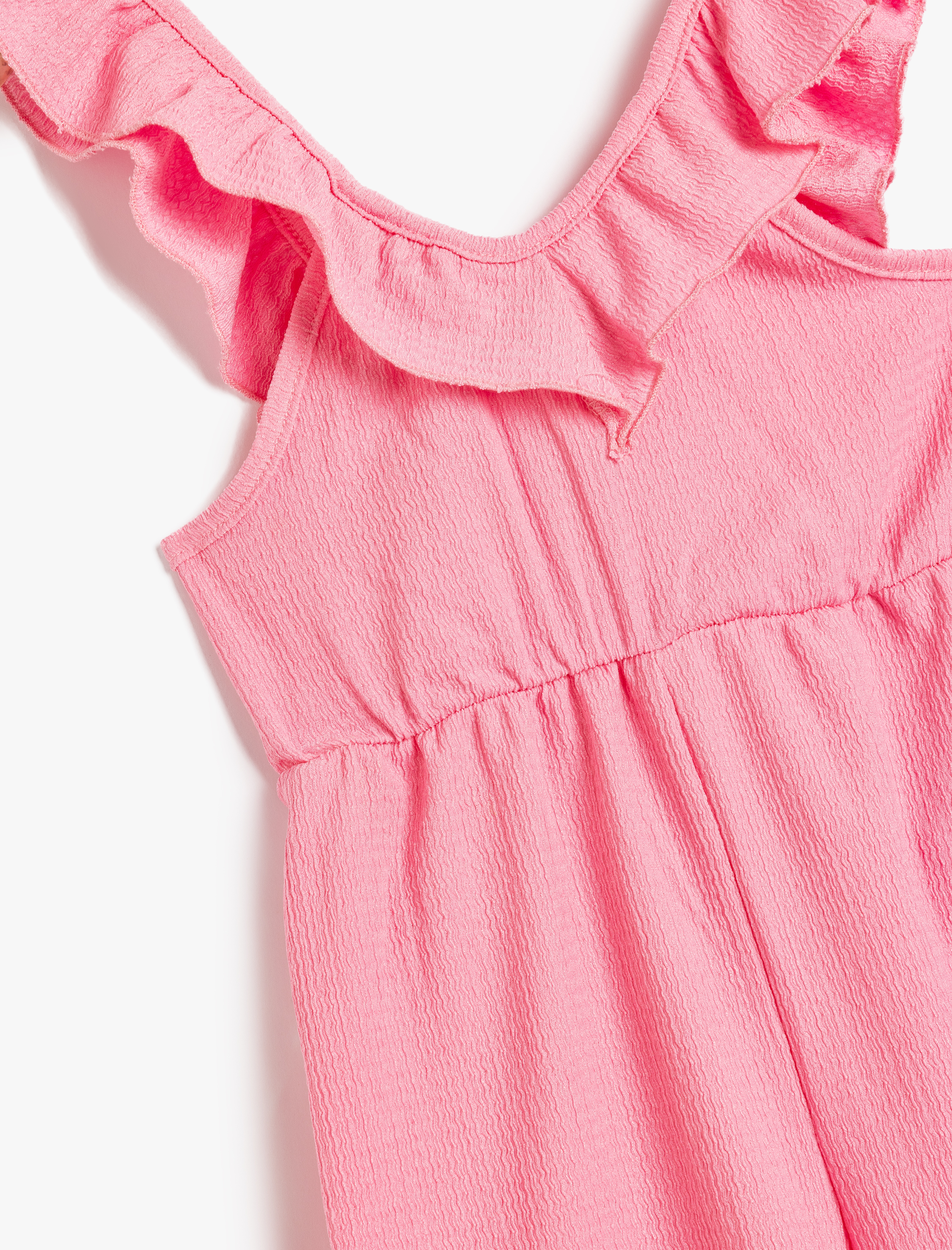  Kız Bebek Kısa Tulum Kolsuz Fırfır Detaylı V Yaka