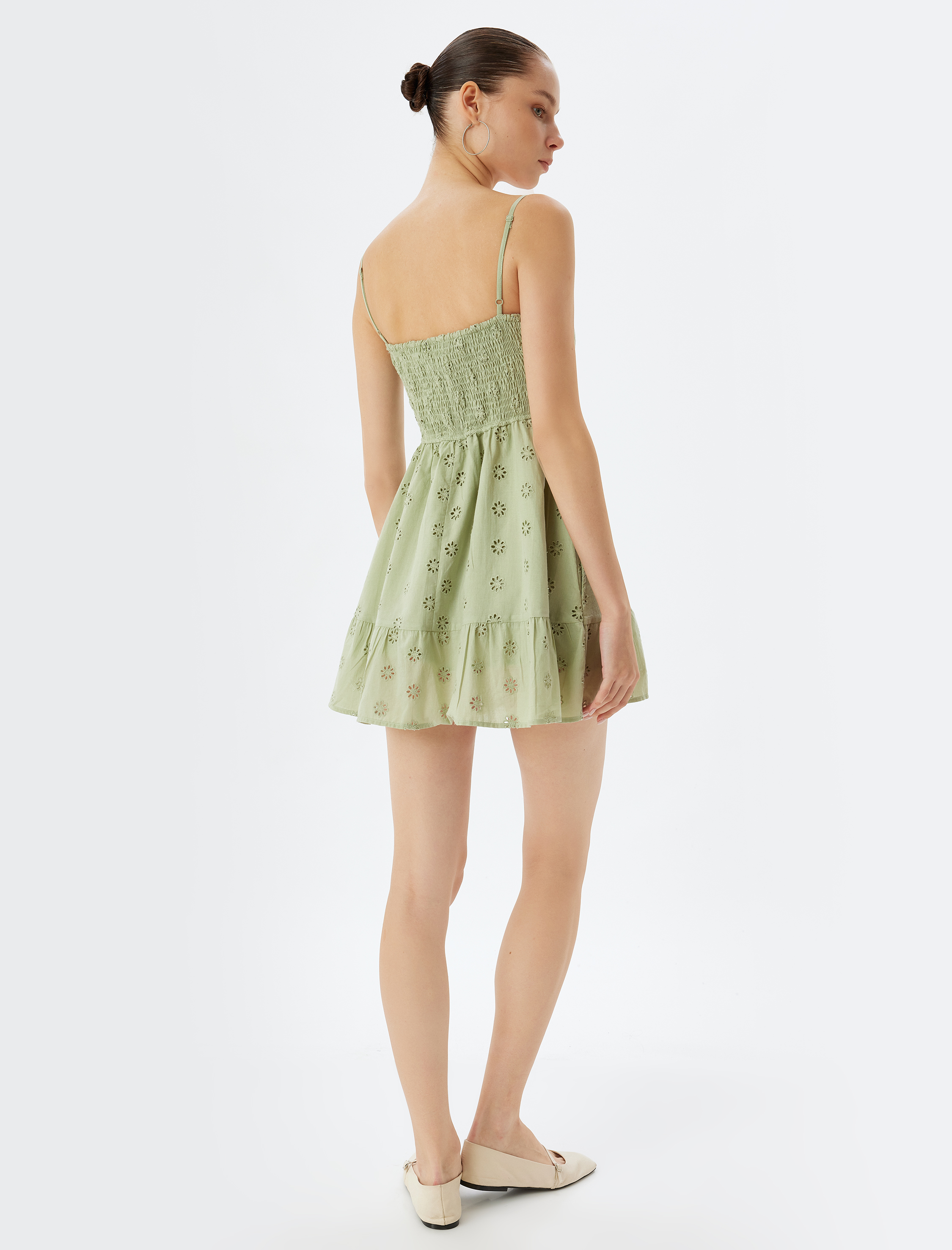   Mini Fisto Elbise İp Askılı Gipeli Bağcık Detaylı