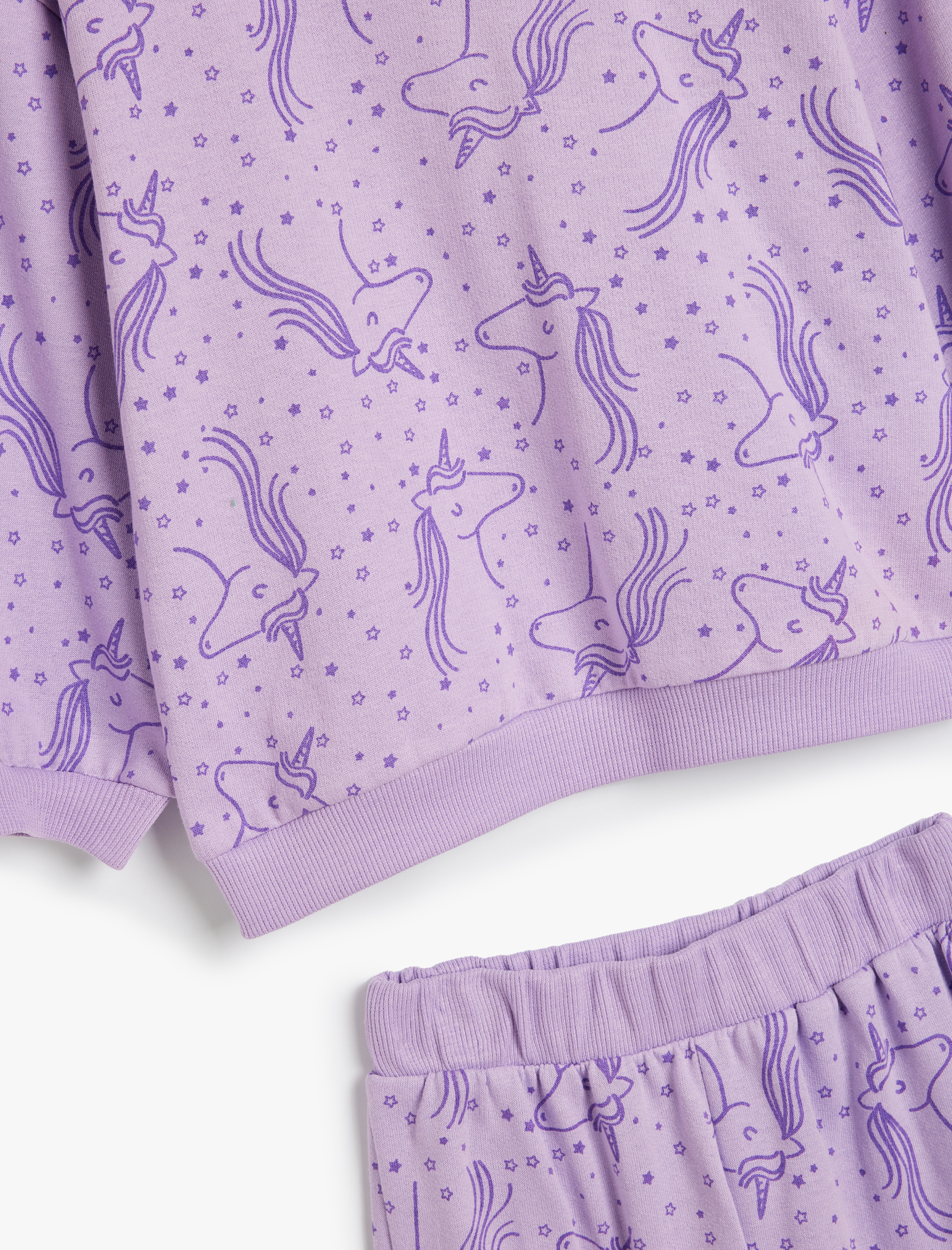  Kız Bebek Eşofman Takımı Unicorn Baskılı Pamuklu Şardonlu