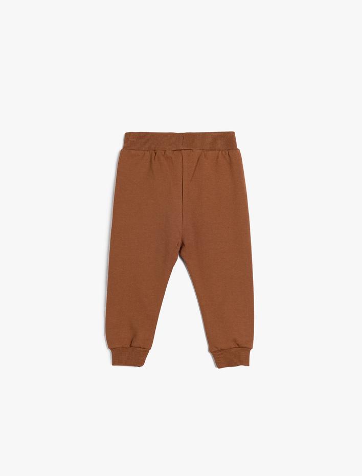 Erkek Bebek Jogger Eşofman Altı Aplike Detaylı Beli Bağlamalı Pamuklu