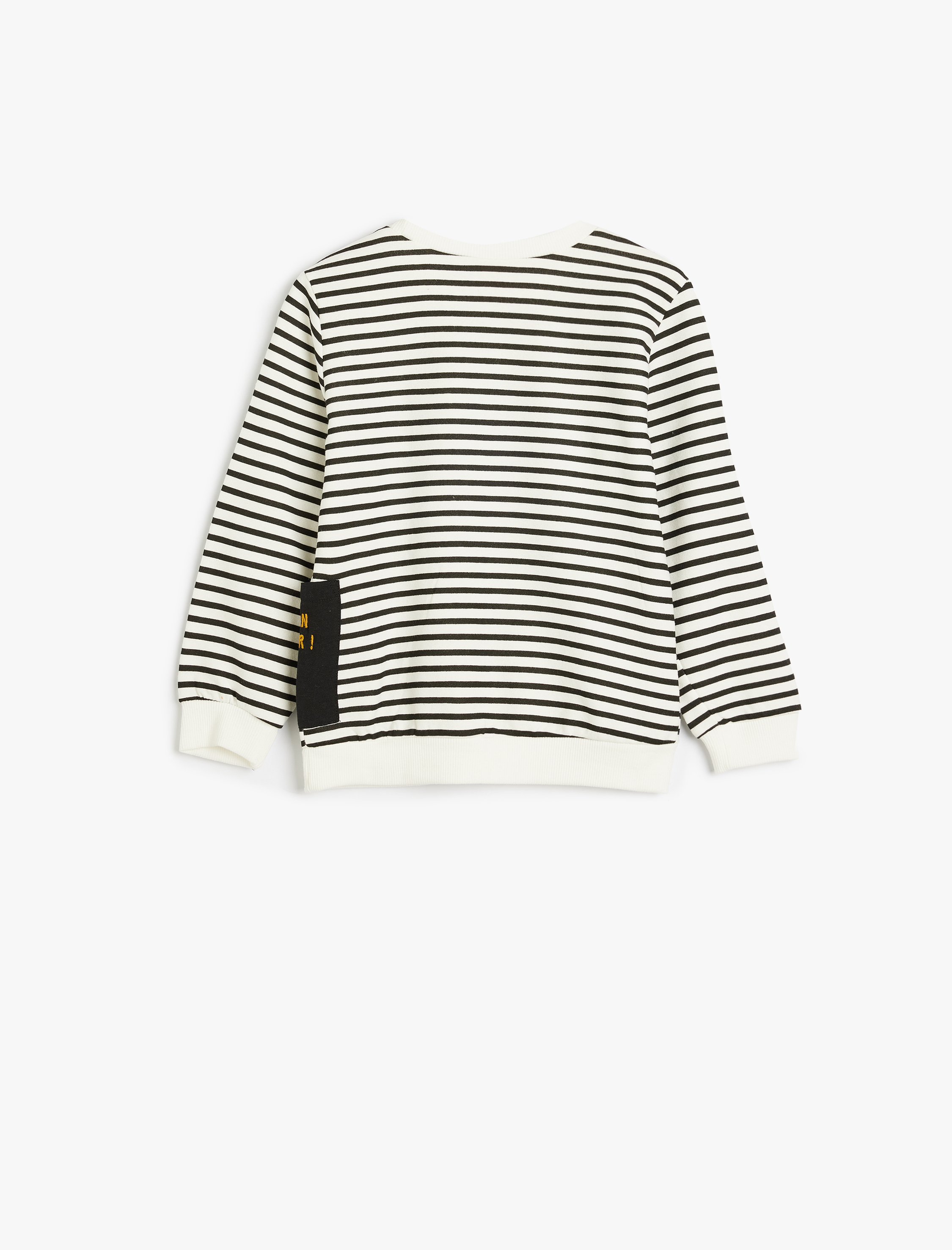  Erkek Bebek Çizgili Kazak Uzun Kollu Yuvarlak Yaka Cep Detaylı Pamuklu Şardonlu