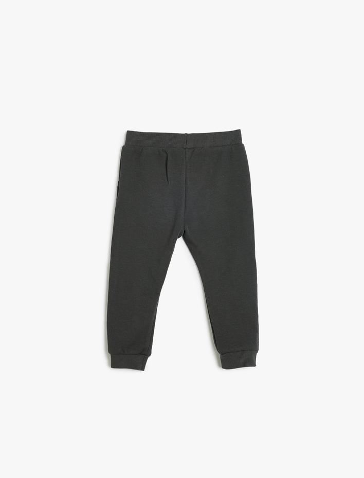 Erkek Bebek Basic Eşofman Altı Dokulu Beli Bağlamalı Pamuklu