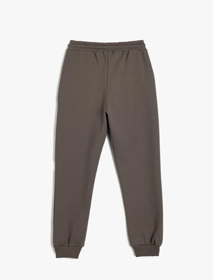 Erkek Çocuk Jogger Eşofman Altı Slogan Baskılı Cepli Beli Bağlamalı Şardonlu