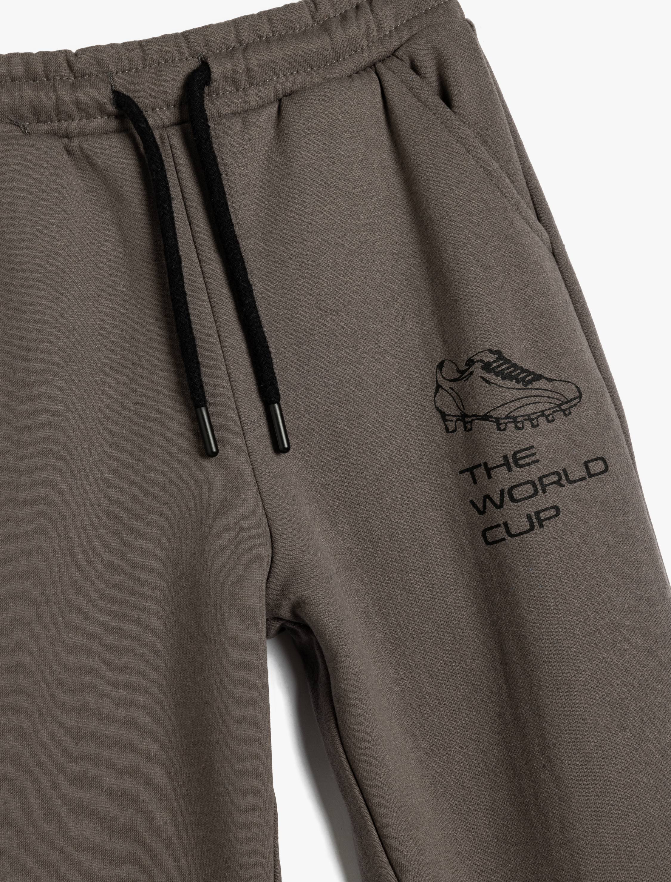 Erkek Çocuk Jogger Eşofman Altı Slogan Baskılı Cepli Beli Bağlamalı Şardonlu