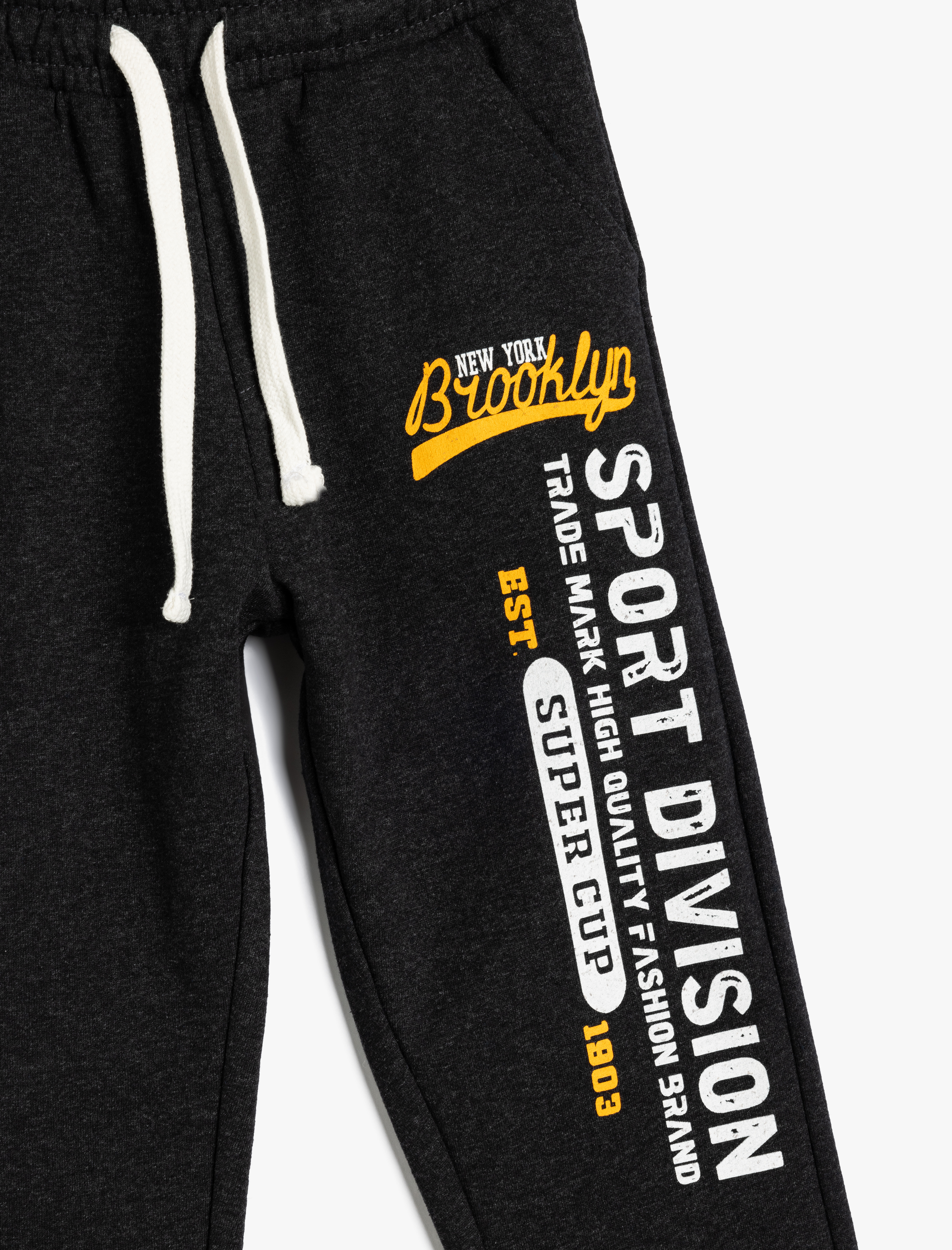  Erkek Çocuk Jogger Eşofman Altı Slogan Baskılı Cepli Beli Bağlamalı Şardonlu