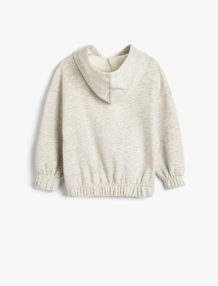 Kız Çocuk Oversize Kapşonlu Sweatshirt Grafiti Baskılı Uzun Kollu Şardonlu