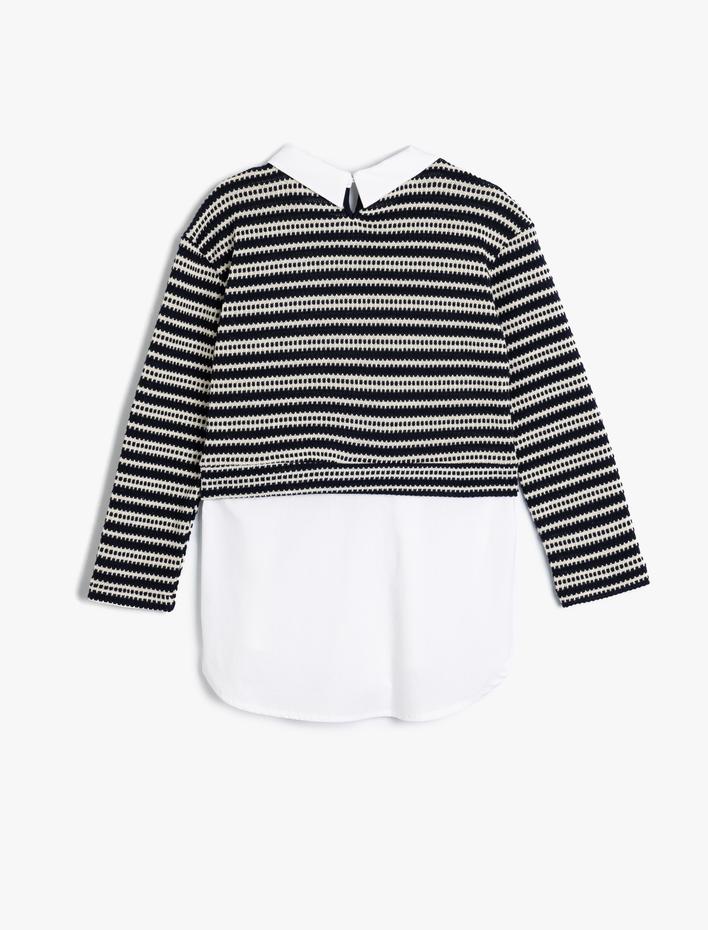 Kız Çocuk Gömlek Detaylı Sweatshirt Çift Kumaş Detaylı