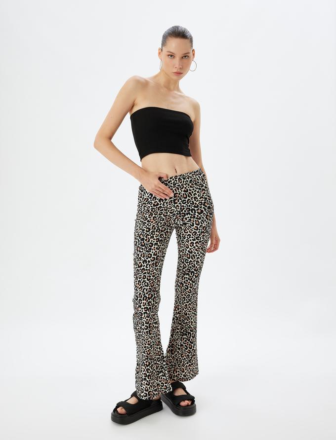 Leopar Desenli Şeffaf Sarong Örtüsü