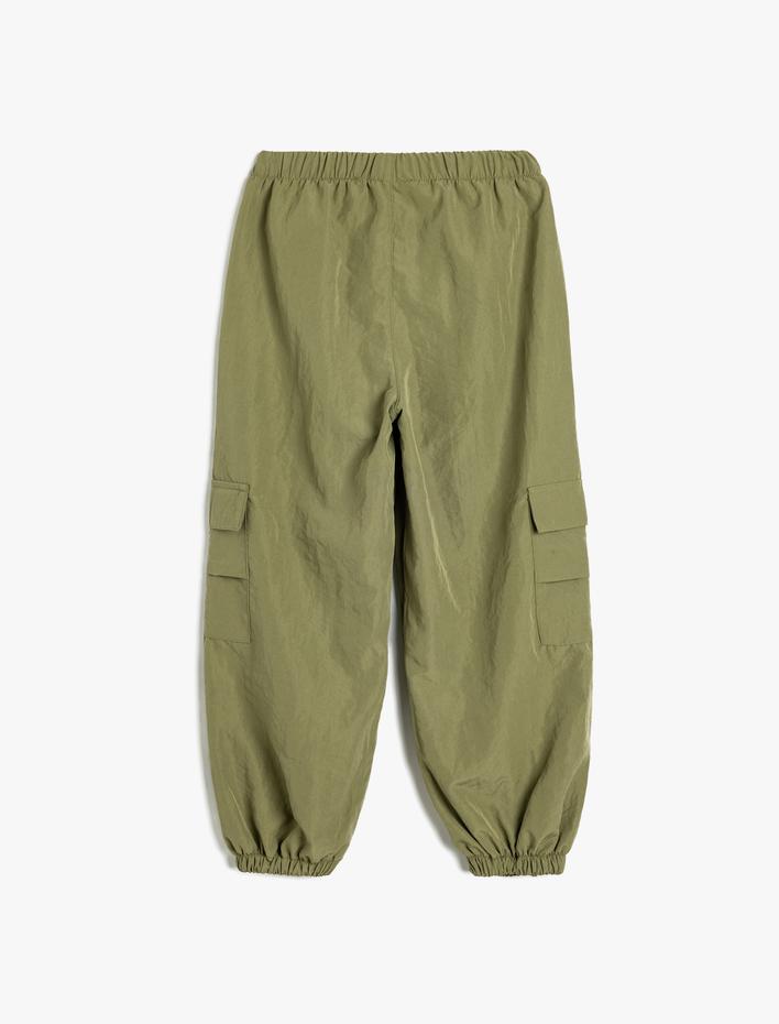 Kız Çocuk Jogger Paraşüt Pantolon Cep Detaylı Beli Lastikli