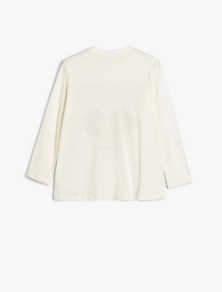 Erkek Çocuk Tişört Tenis Baskılı Uzun Kollu Bisiklet Yaka Pamuklu