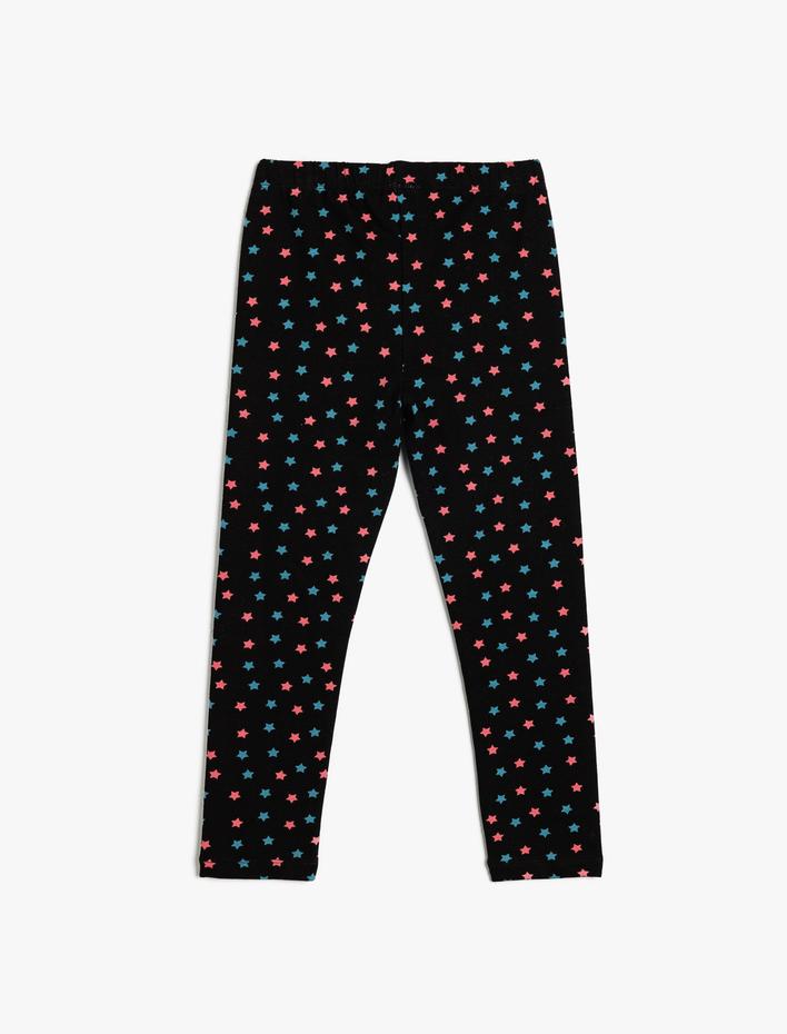 Kız Çocuk Yıldız Baskılı Pamuklu Tayt