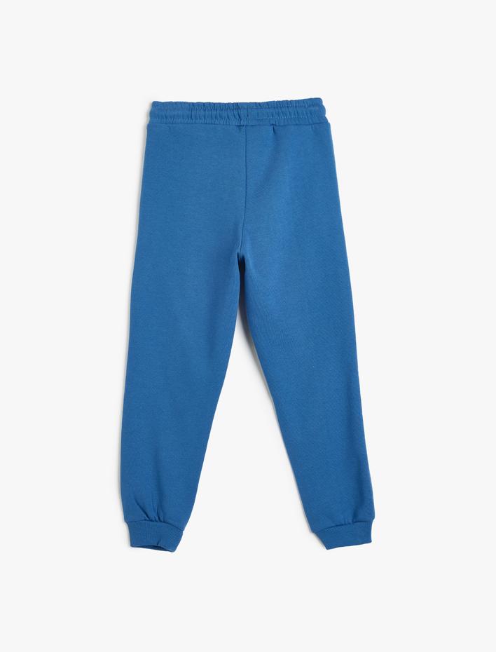 Erkek Çocuk Renk Bloklu Slogan Baskılı Şardonlu Jogger Eşofman Altı