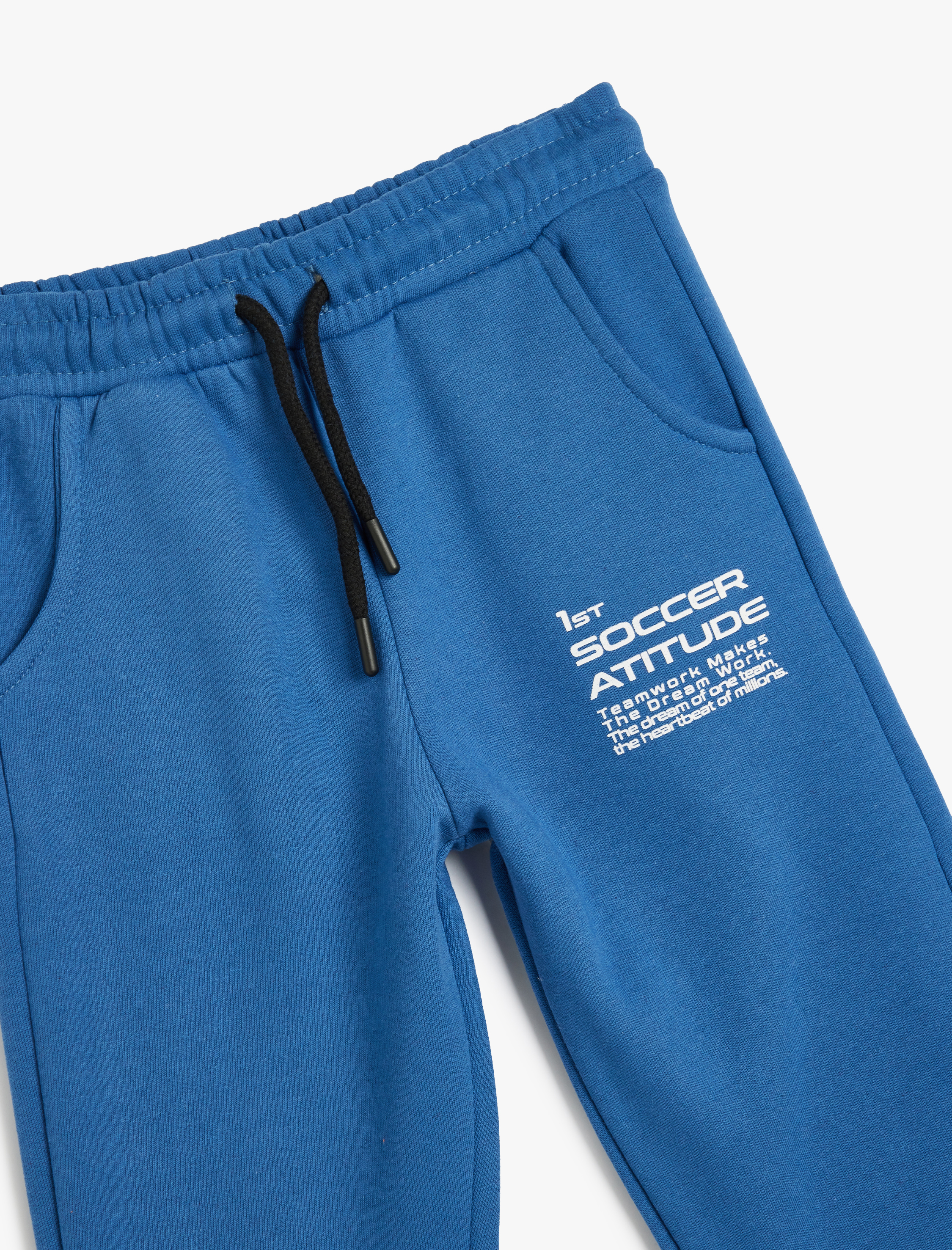  Erkek Çocuk Renk Bloklu Slogan Baskılı Şardonlu Jogger Eşofman Altı