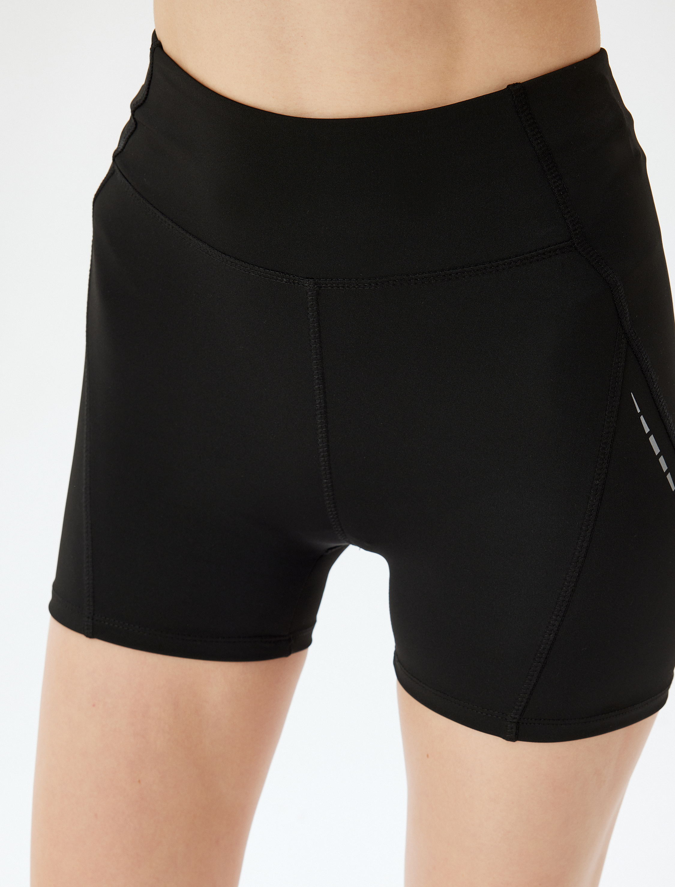   Spor Kısa Biker Tayt Geometrik Baskılı Yüksek Bel Skinny Fit İnterlok İnterlok