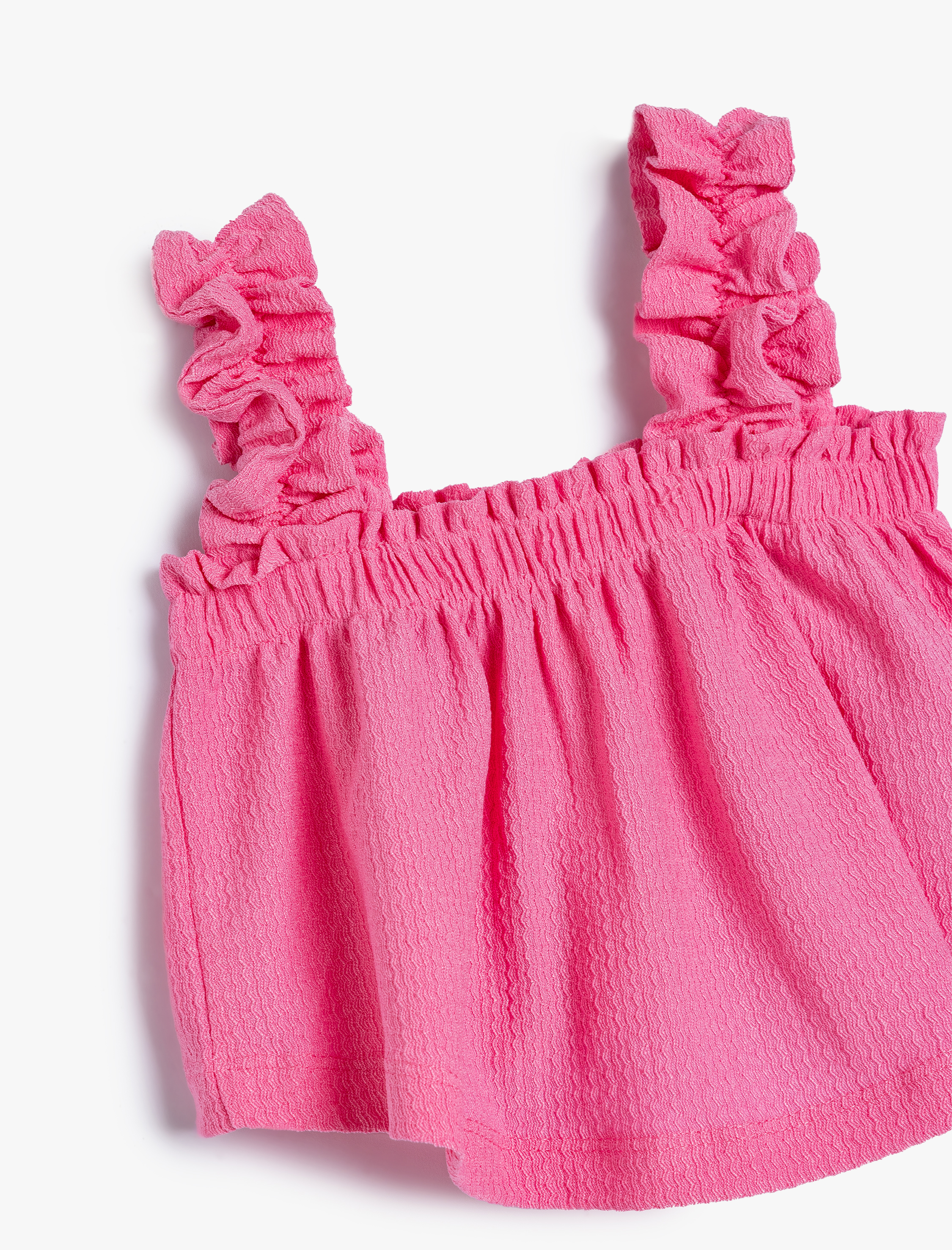 Kız Bebek Crop Atlet Askılı Fırfır Detaylı Kare Yaka