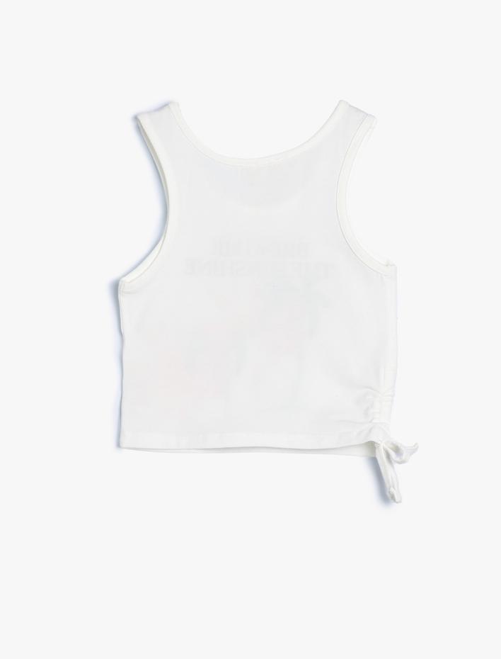 Kız Çocuk Atlet Kolsuz Yuvarlak Yaka Tropik Baskılı Pamuklu