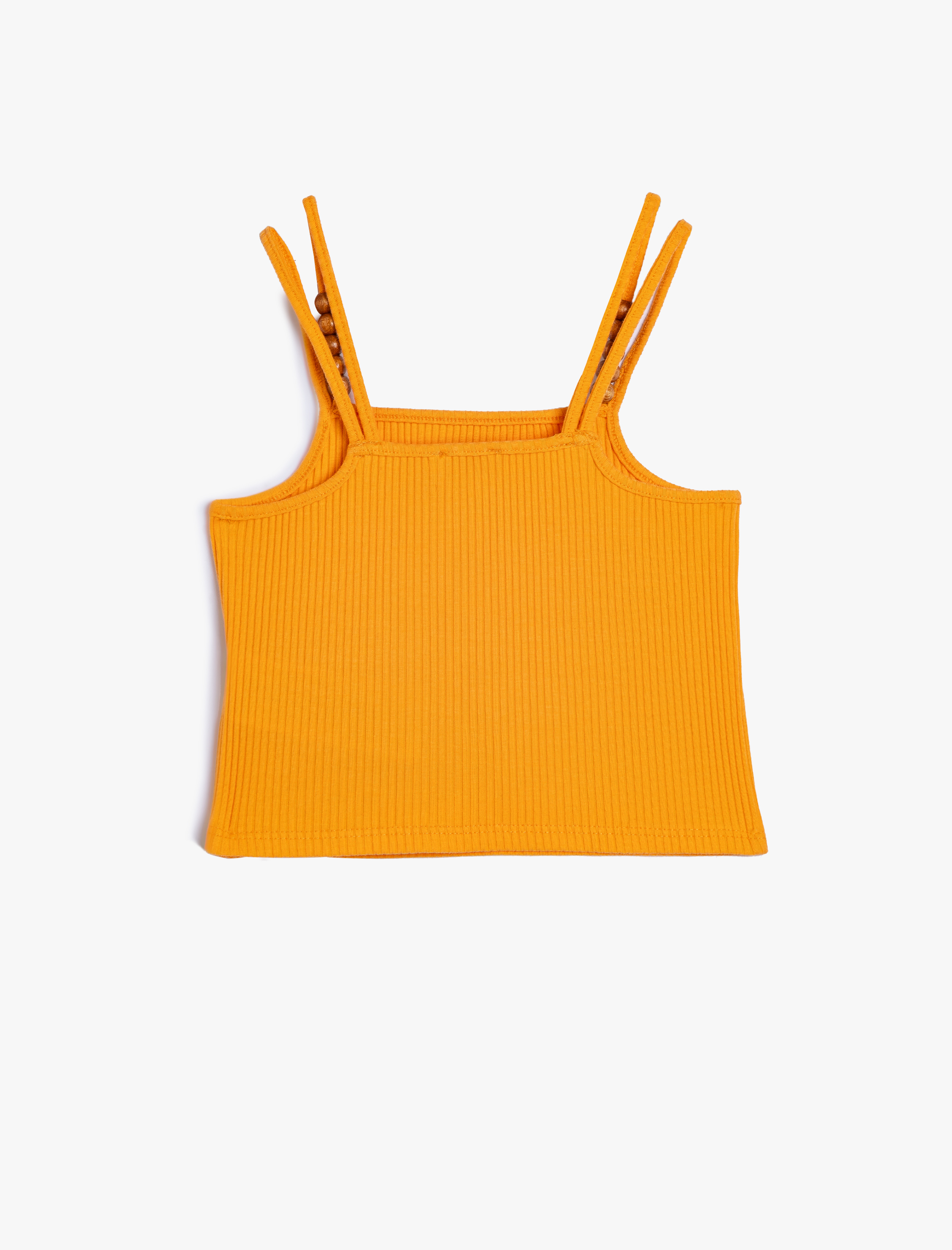  Kız Çocuk Askılı Atlet Ribanalı Yuvarlak Yaka Boncuk Detaylı