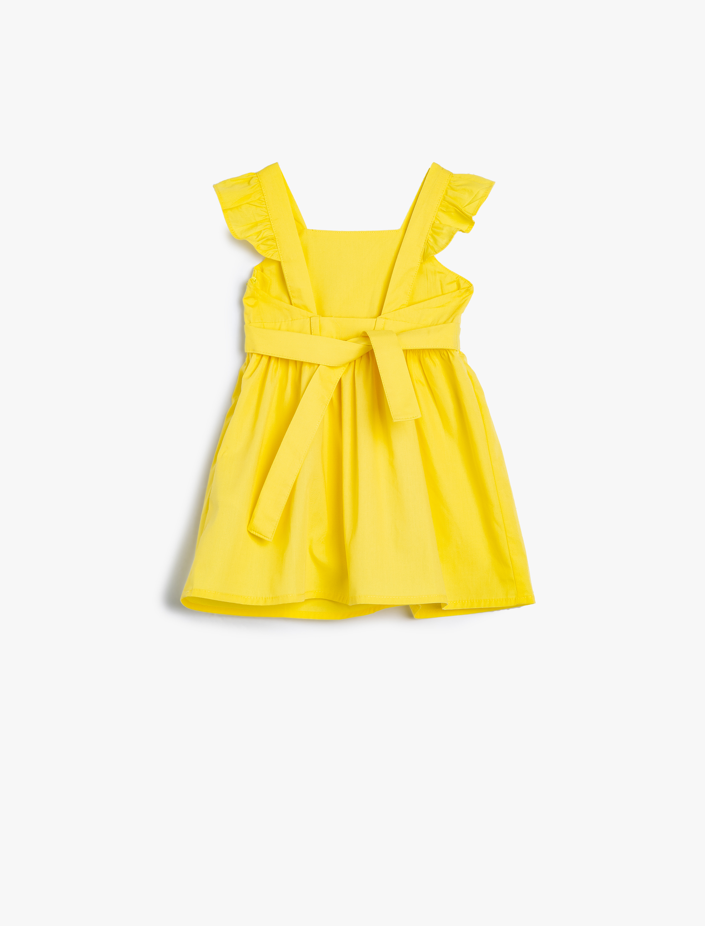Kız Bebek Kelebek Kollu Beli Bağcıklı Elbise