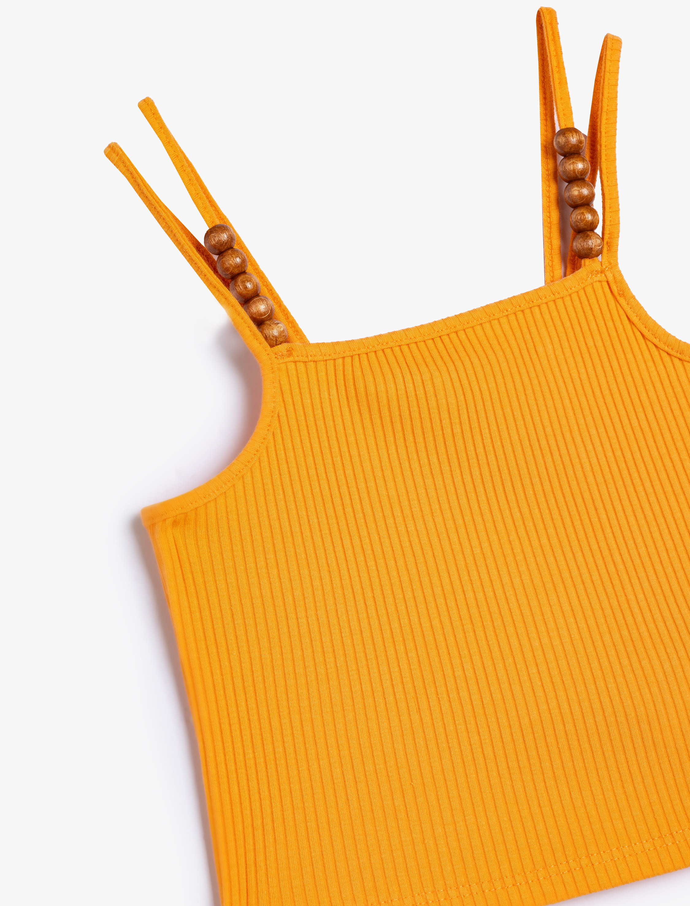  Kız Çocuk Askılı Atlet Ribanalı Yuvarlak Yaka Boncuk Detaylı