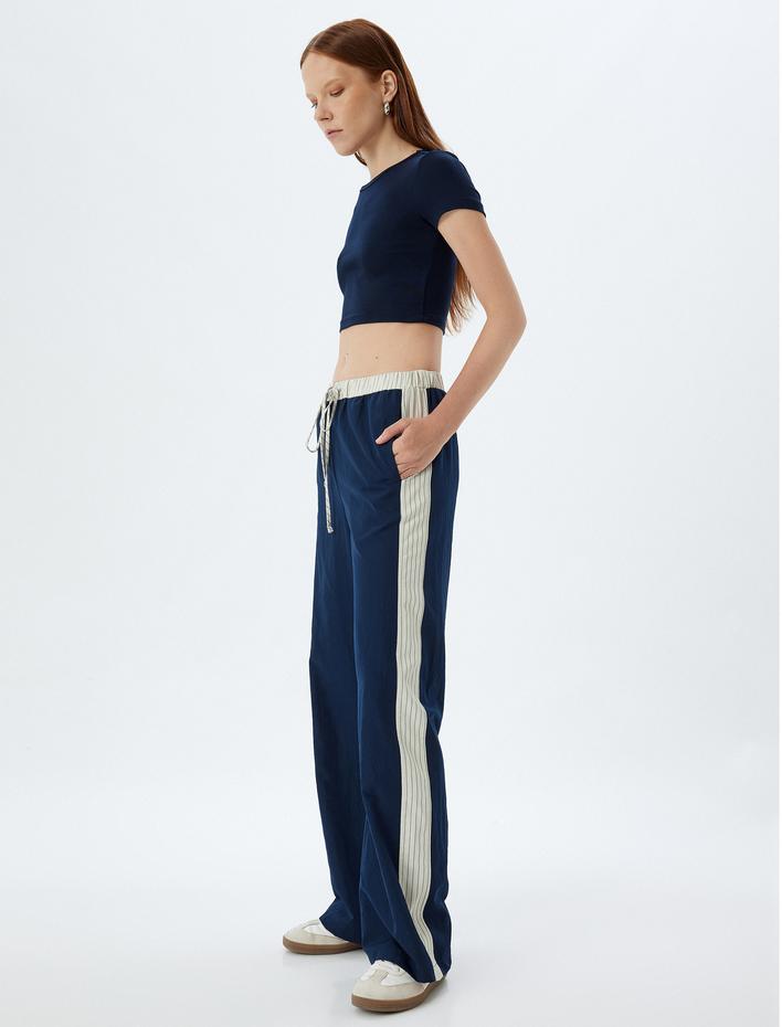  Viskon Kumaş Kısa Kollu Bisiklet Yaka Slim Fit Crop Body