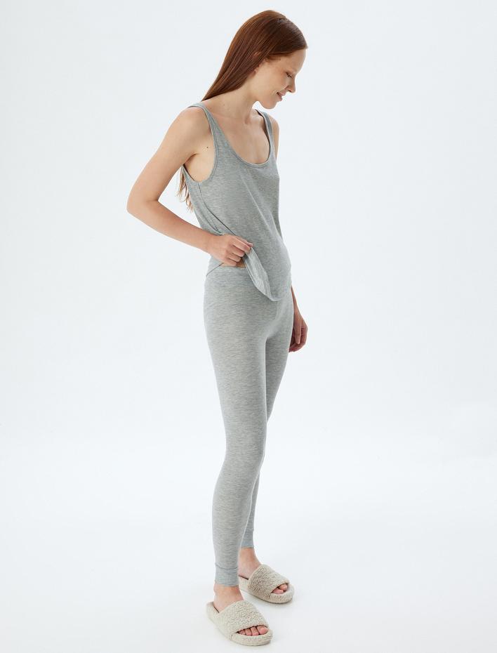  Pijama Altı Fitilli Örme Jogger Standart Bel