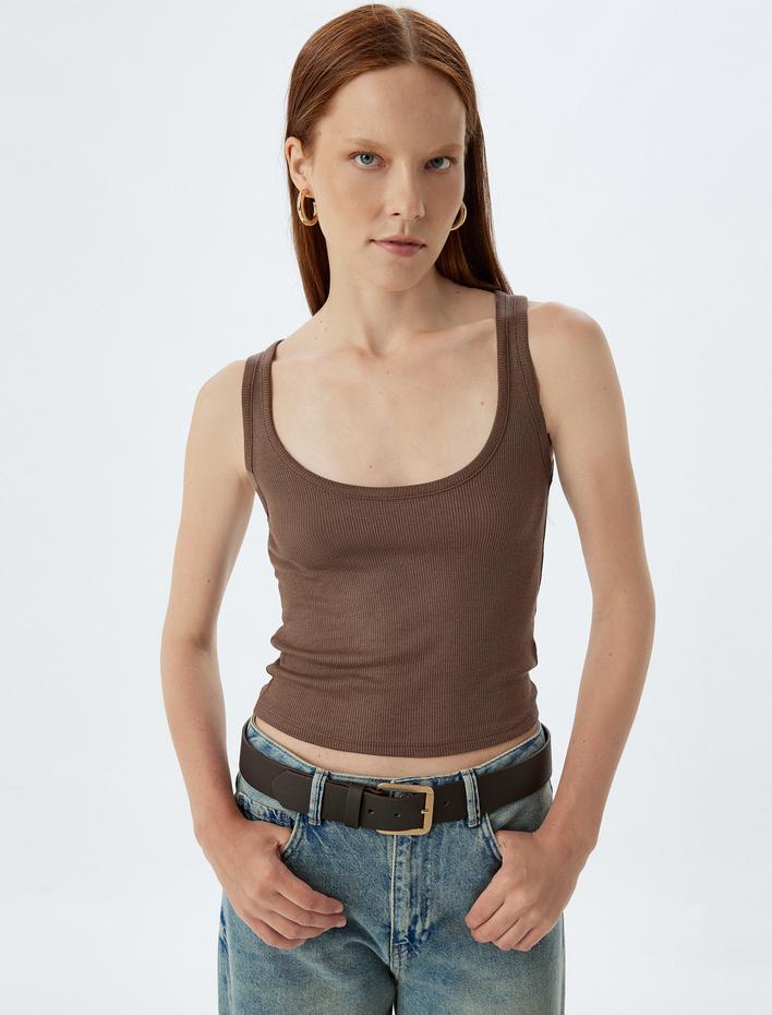  Viskon Kumaş U Yaka Kalın Askılı Fitilli Atlet