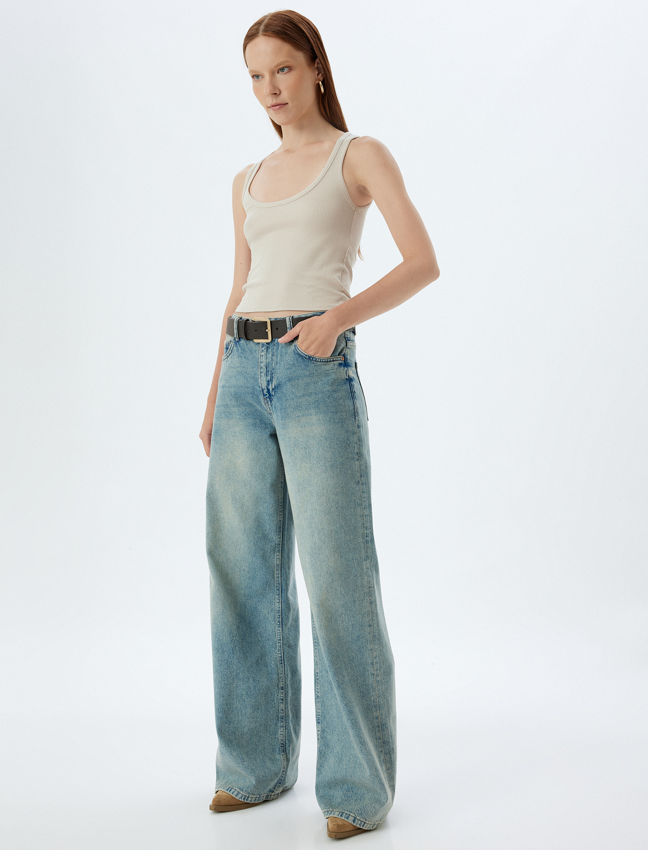 Viskon Kumaş U Yaka Kalın Askılı Fitilli Atlet